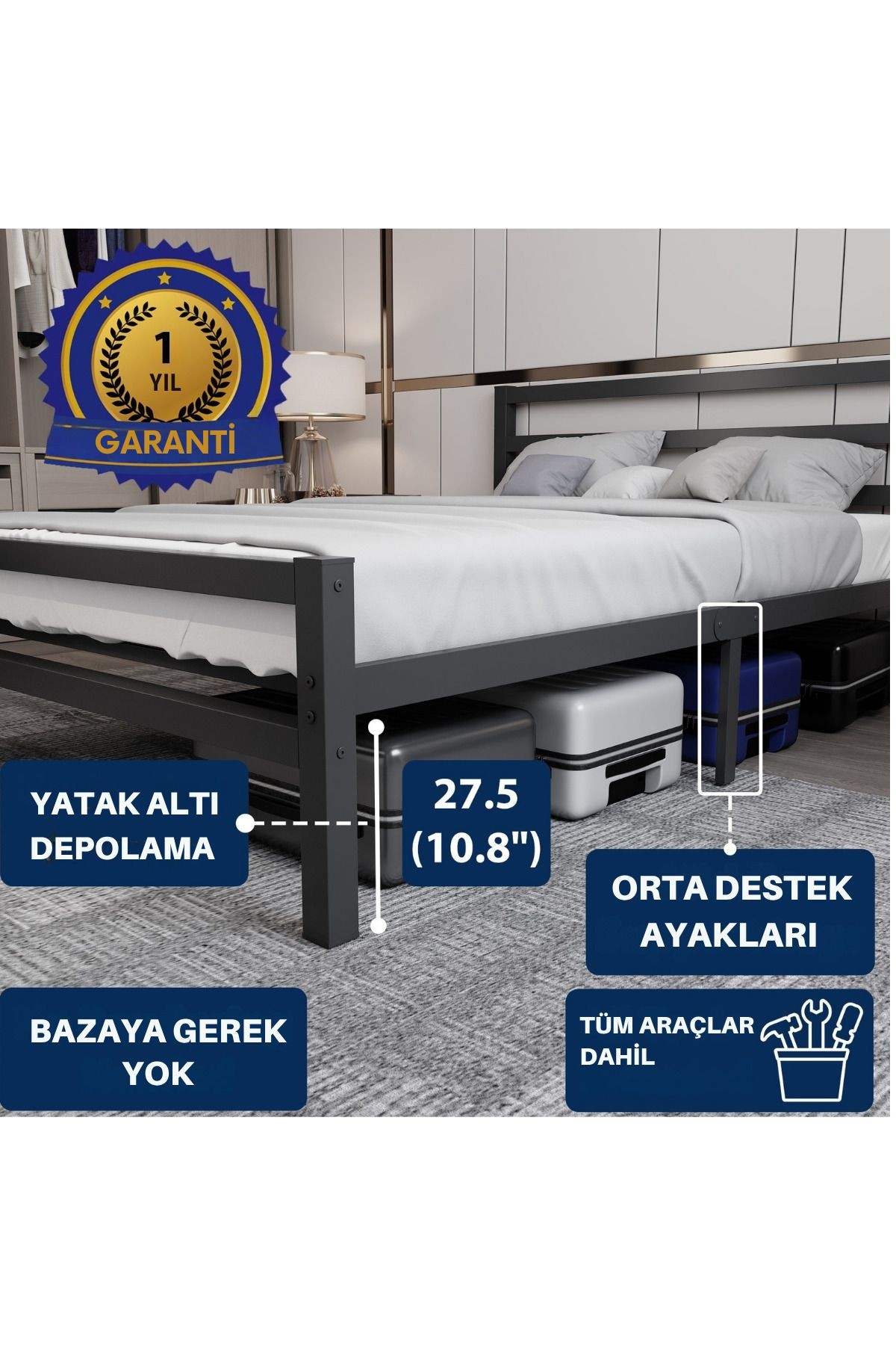 Buharo - Çift Kişilik - Ferforje Metal Karyola -  AKS Viva