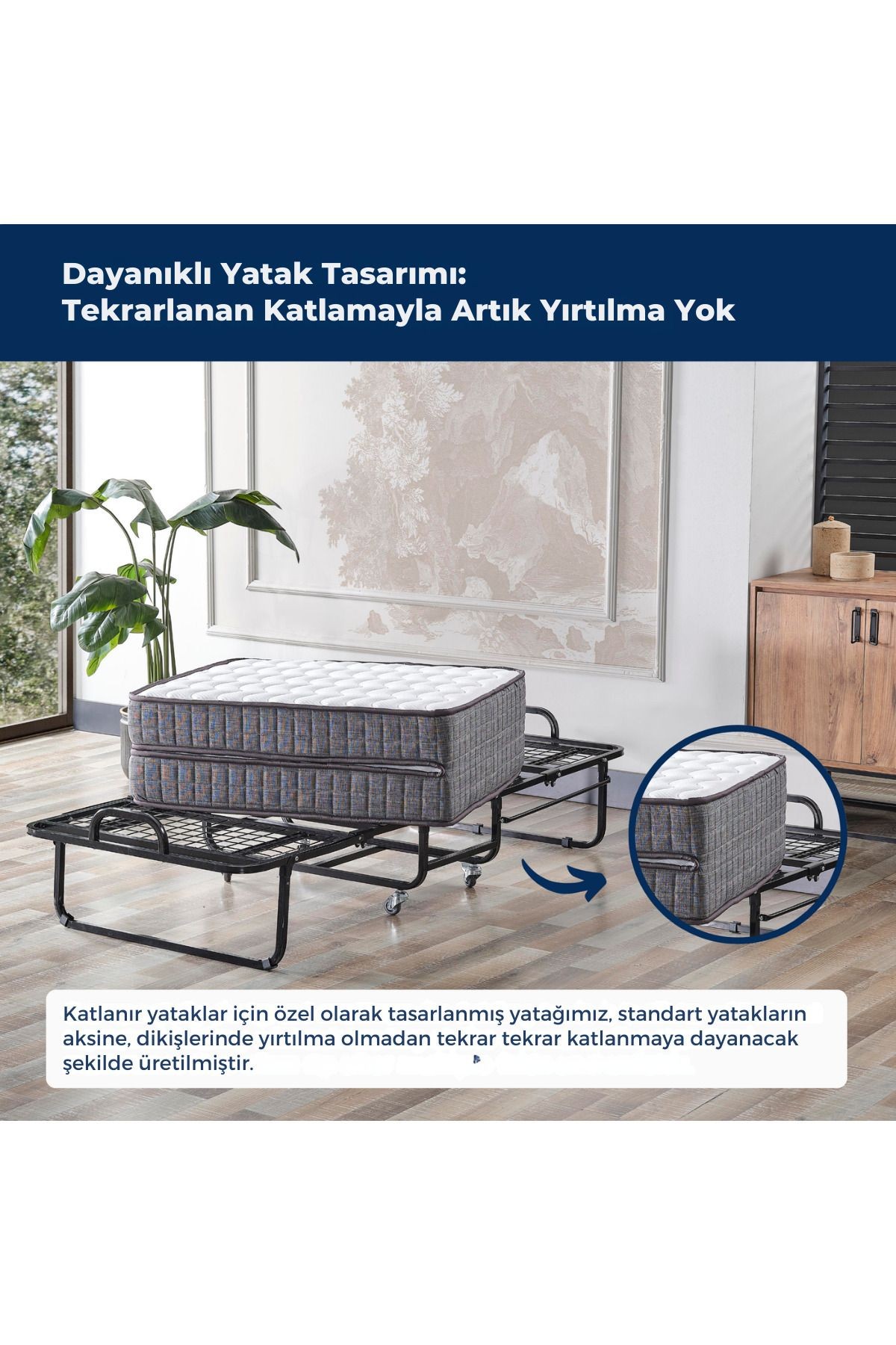 İnova - Tek Kişilik - Katlanır Metal Karyolla - AKS Viva