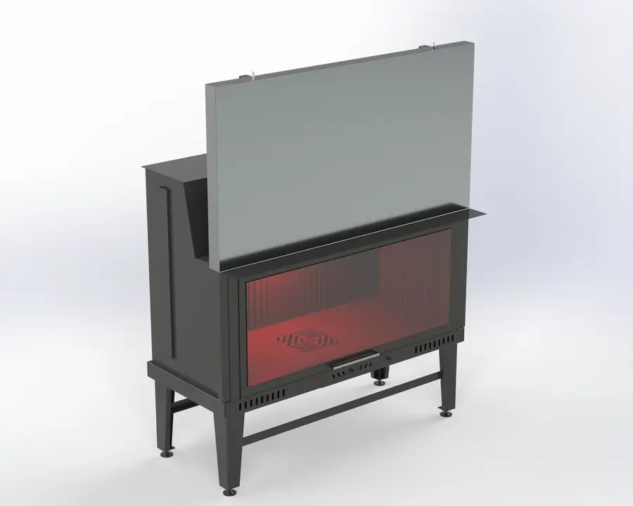 120 cm Düz Asansörlü Şömine Haznesi Steel Fire şömine haznesi