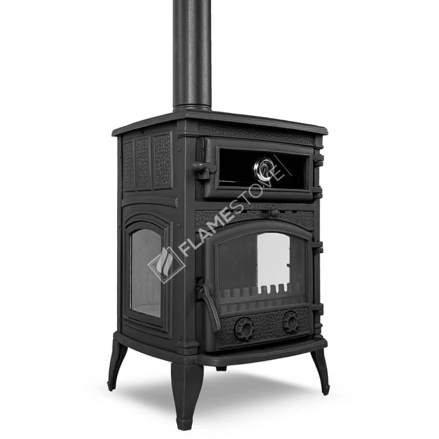 Flame Stove FS-011  Sirius Maxi Style Fırınlı Odun Hazneli Döküm Soba Steel Fire şömine haznesi