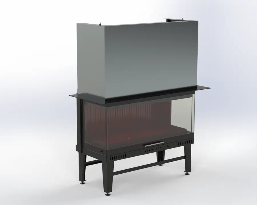 Steel Fire 110 cm 3 Açık Asansörlü Şömine Haznesi Steel Fire şömine haznesi
