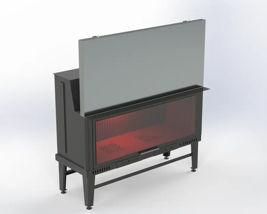 140 cm Düz Asansörlü Şömine Haznesi Steel Fire şömine haznesi