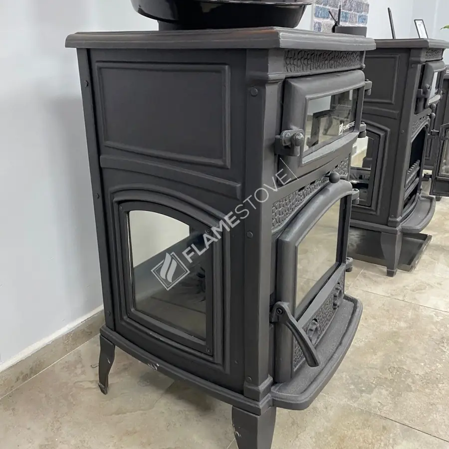 Flame Stove Sirius Maxi Yan Kapaklı Fırınlı Steel Fire şömine haznesi