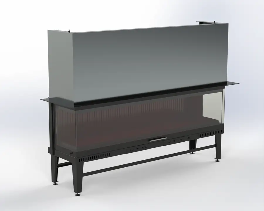 Steel Fire 200 cm 3 Açık Asansörlü Şömine Haznesi Steel Fire şömine haznesi