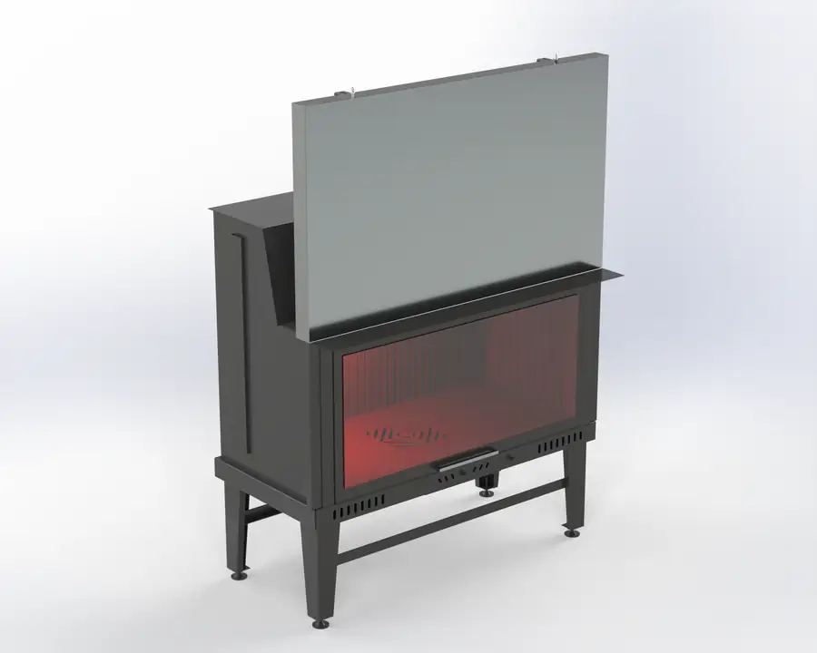 110 cm Düz Asansörlü Şömine Haznesi Steel Fire şömine haznesi