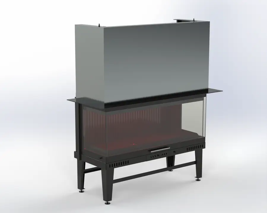 Steel Fire 120 cm 3 Açık Asansörlü Şömine Haznesi Steel Fire şömine haznesi