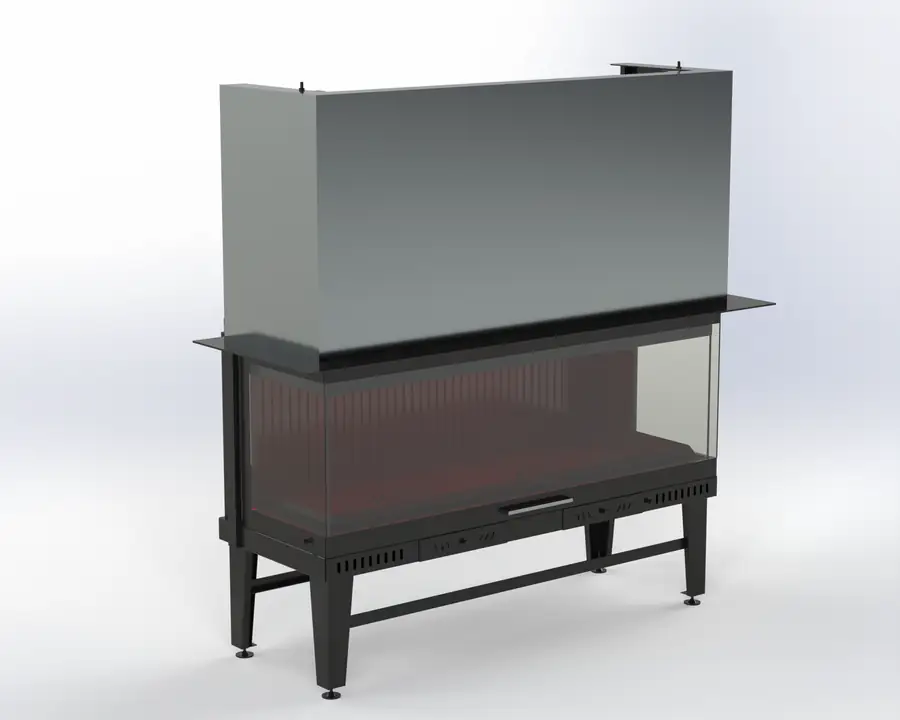 Steel Fire 140 cm 3 Açık Asansörlü Şömine Haznesi Steel Fire şömine haznesi