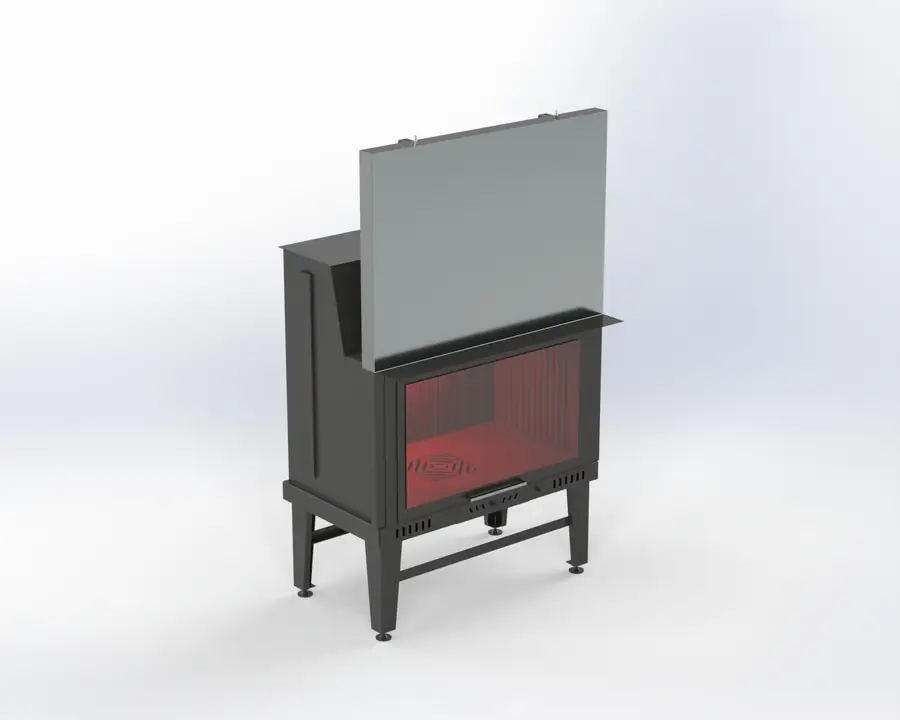 90 cm Düz Asansörlü Şömine Haznesi Steel Fire şömine haznesi