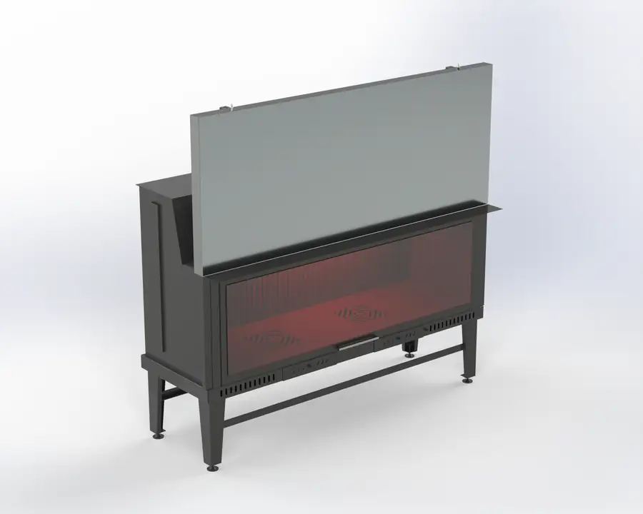 160 cm Düz Asansörlü Şömine Haznesi Steel Fire şömine haznesi