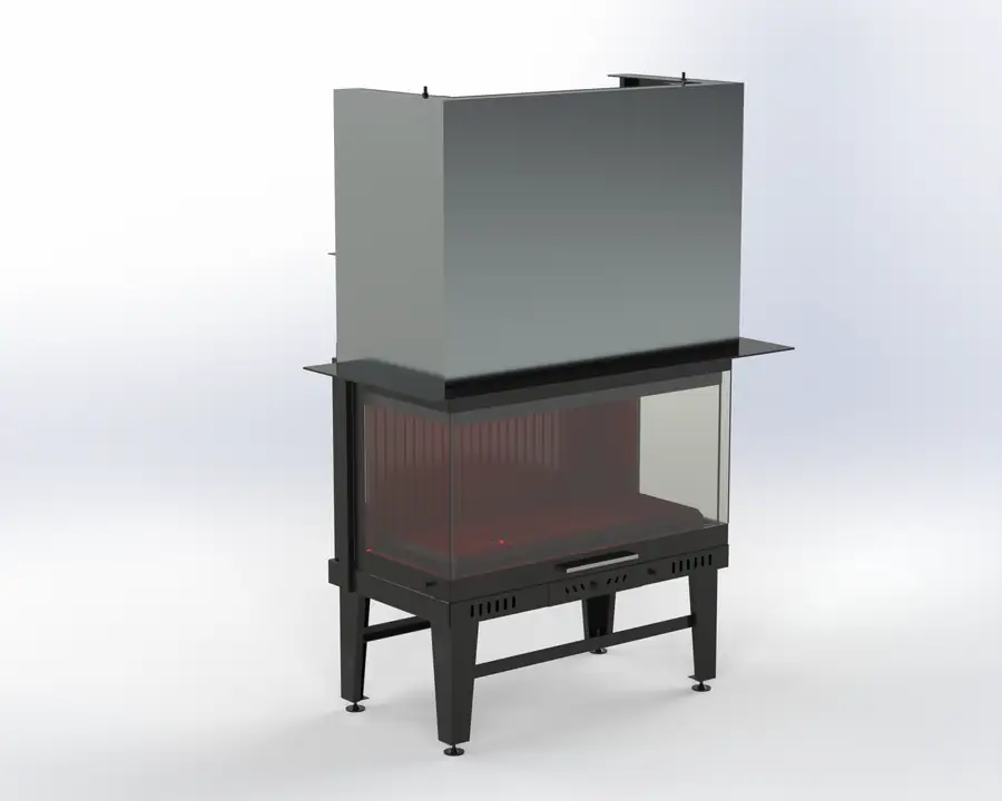 Steel Fire 90 cm 3 Açık Asansörlü Şömine Haznesi Steel Fire şömine haznesi