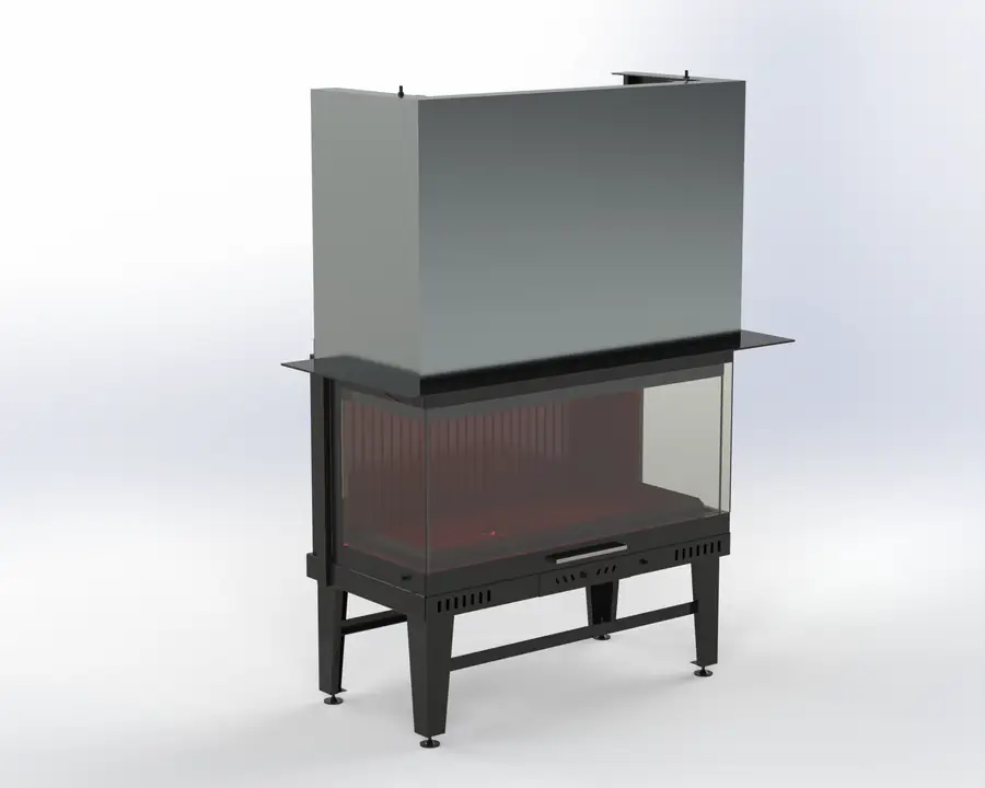 Steel Fire 100 cm 3 Açık Asansörlü Şömine Haznesi Steel Fire şömine haznesi