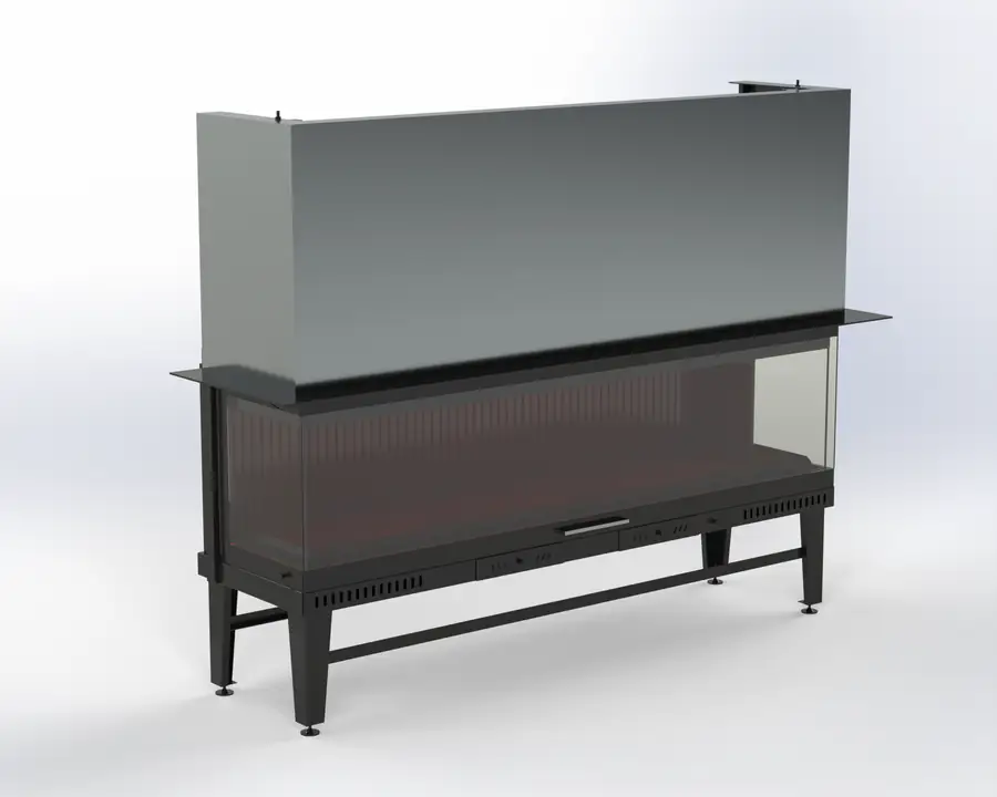 Steel Fire 190 cm 3 Açık Asansörlü Şömine Haznesi Steel Fire şömine haznesi