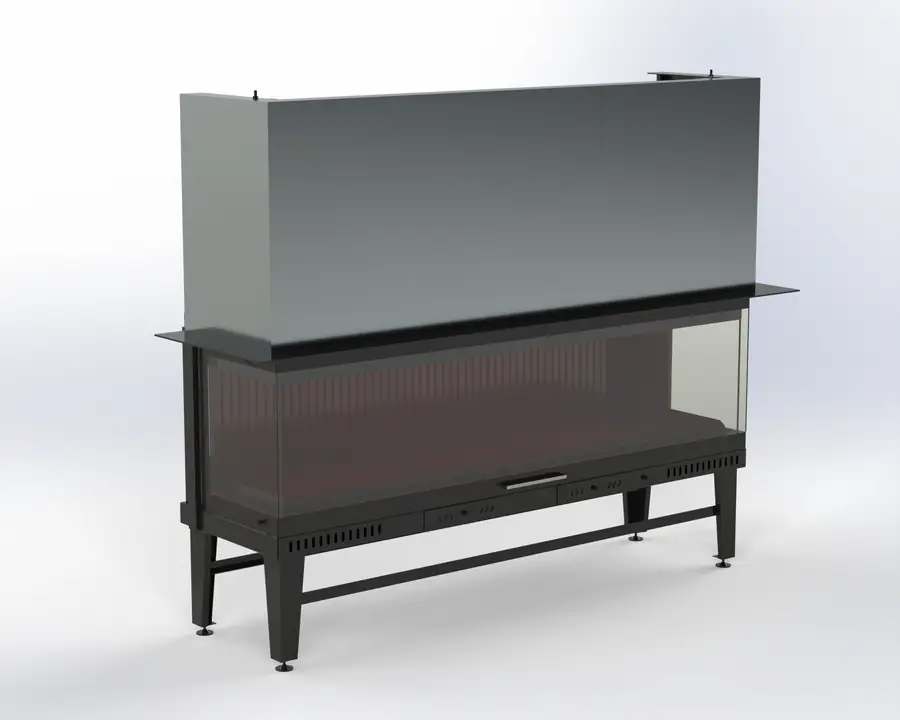 Steel Fire 180 cm 3 Açık Asansörlü Şömine Haznesi Steel Fire şömine haznesi