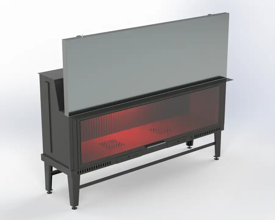 190 cm Düz Asansörlü Şömine Haznesi Steel Fire şömine haznesi