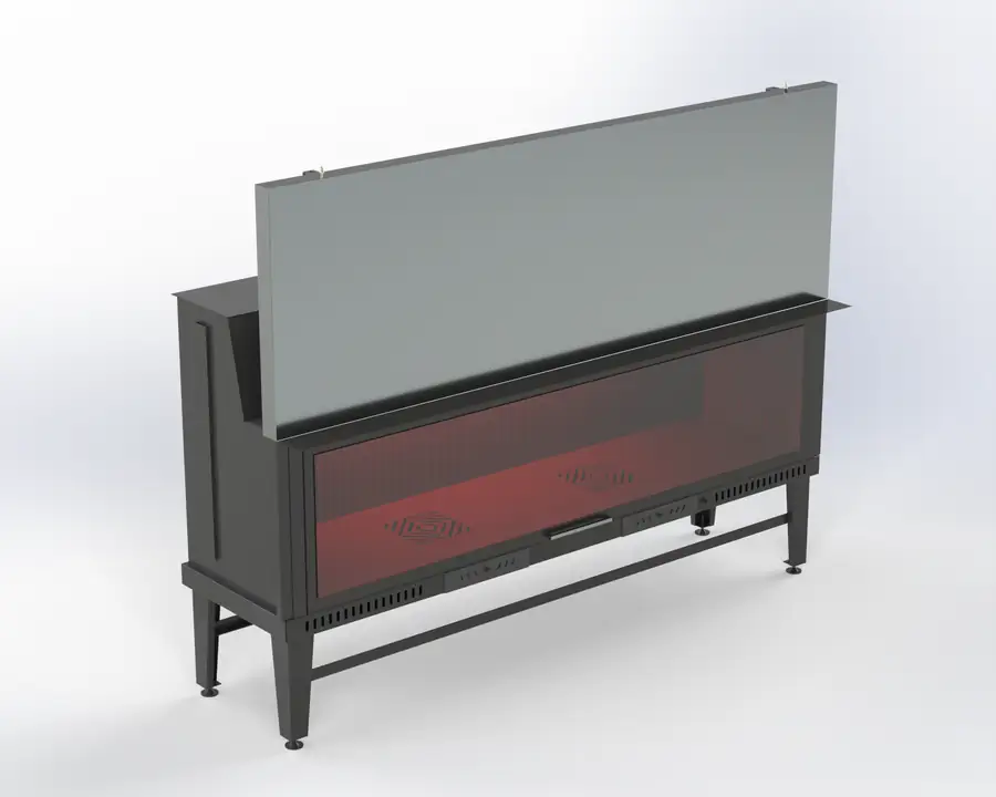 200 cm Düz Asansörlü Şömine Haznesi Steel Fire şömine haznesi