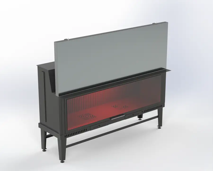 180 cm Düz Asansörlü Şömine Haznesi Steel Fire şömine haznesi
