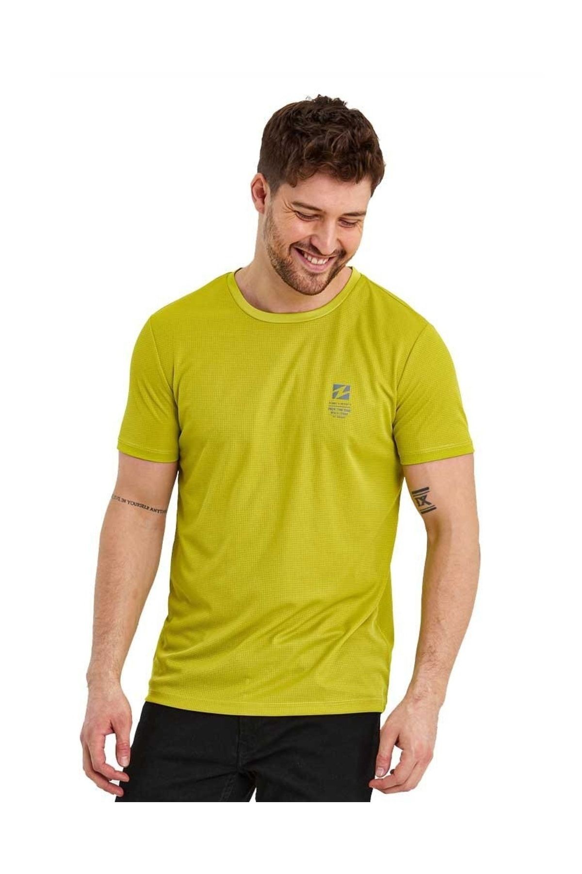 Kısa Kol Erkek Spor T-shirt Reflektör Koordinat Baskılı