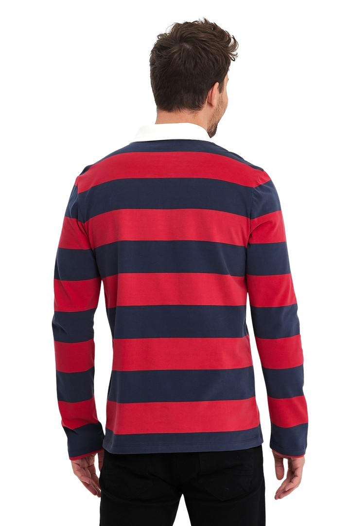 Oxford Model Çizgili Polo Yaka Erkek Uzun Kol Sweatshirt