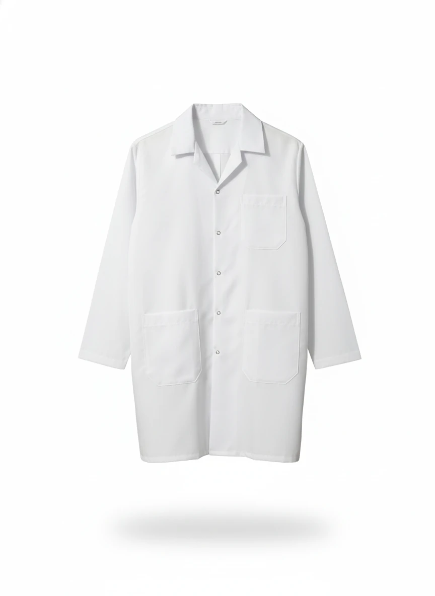 Beyaz Uzun Kollu Uzun Önlük – Doktor, Laboratuvar ve Kurum Personeli Modeli