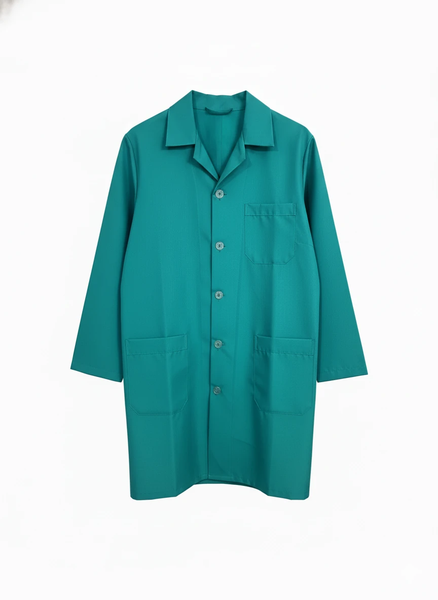 Turkuaz Uzun Kollu Önlük – Düğmeli Model