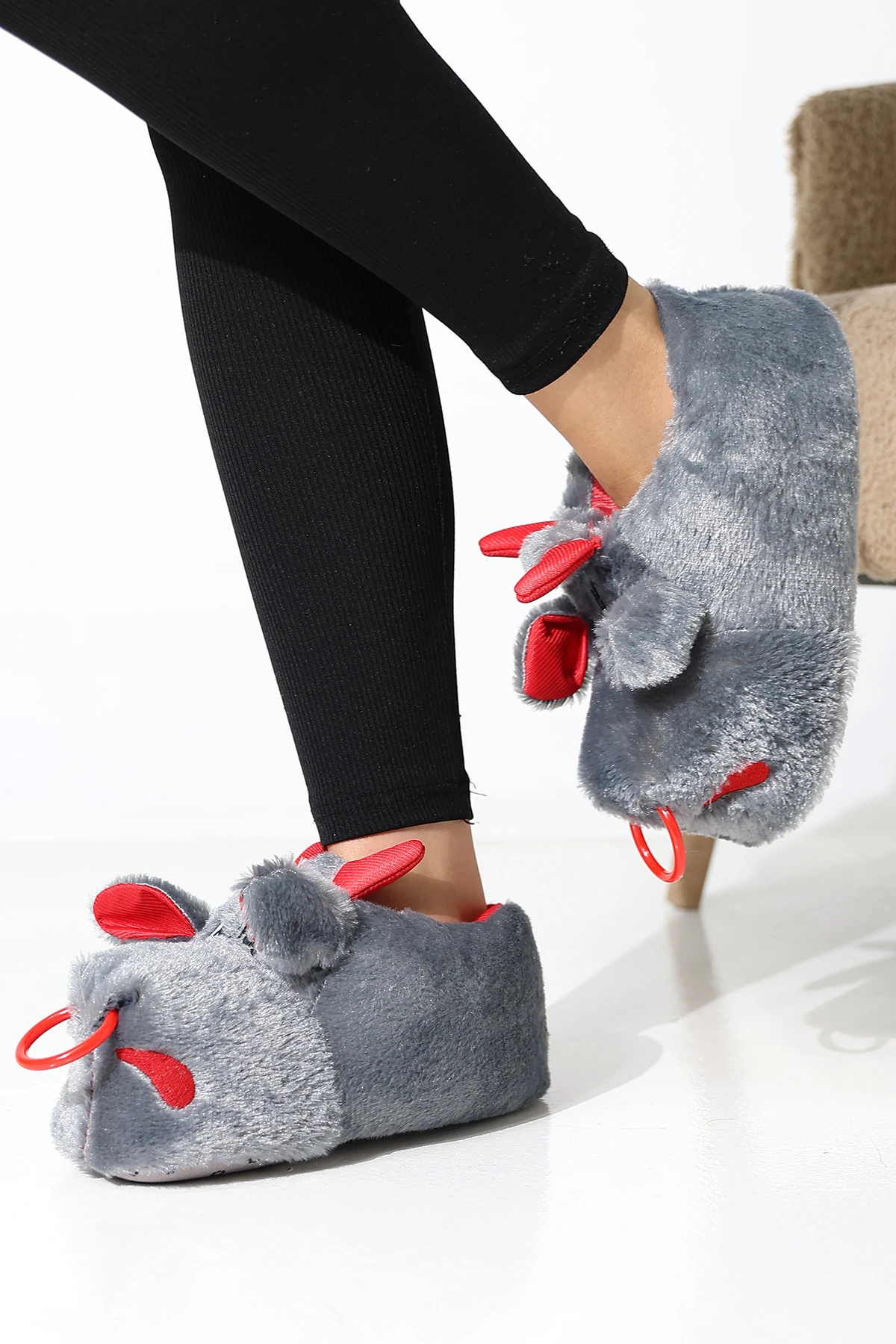 Hayvanlı B20 Boğa Modelli Kışlık Kadın Erkek Panduf Ev Içi Sessiz Taban Panduf