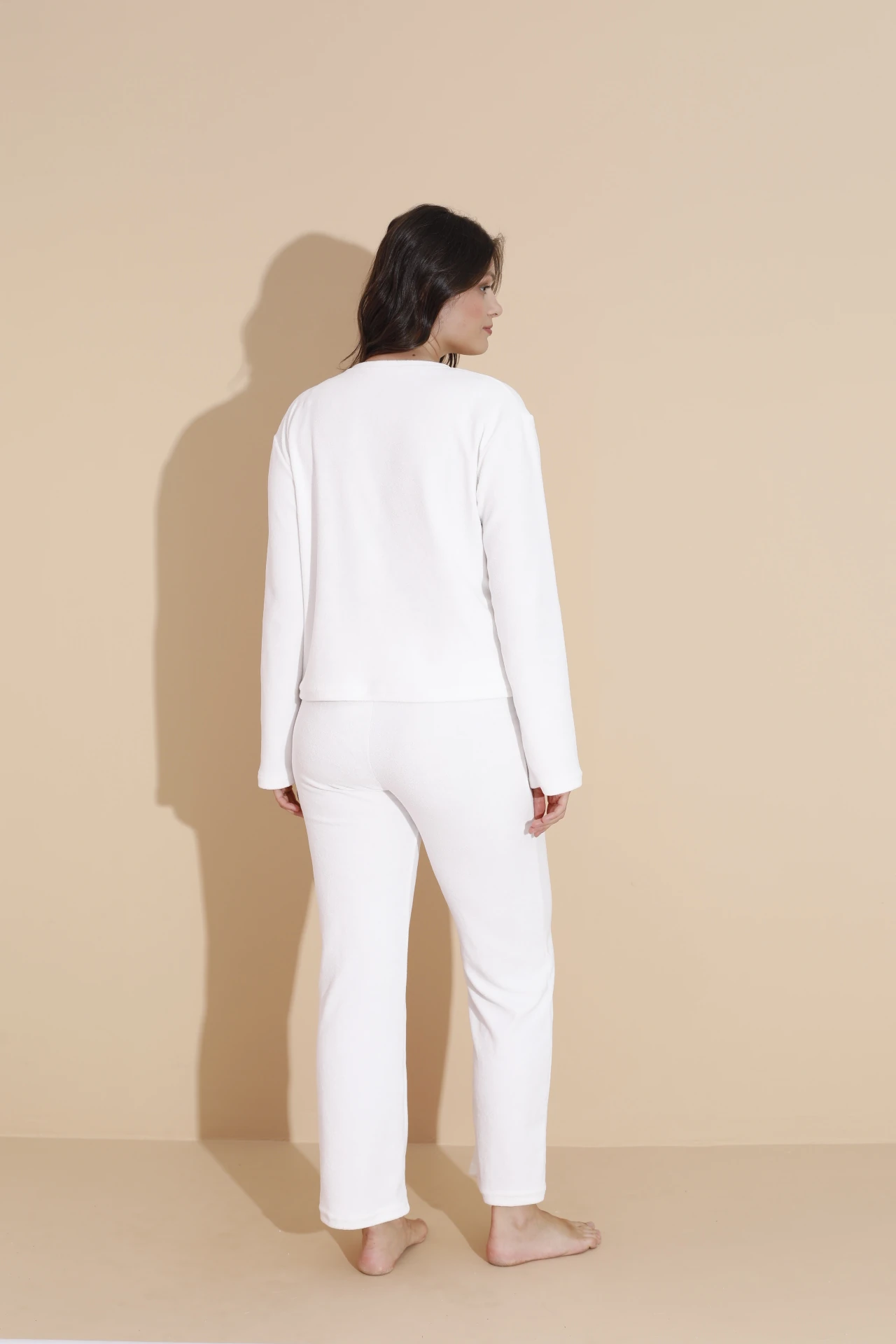 Mirano 9010 Havlu Kumaş Ayıcık Nakışlı Kışlık Kadın Eşofman Pijama Takımı