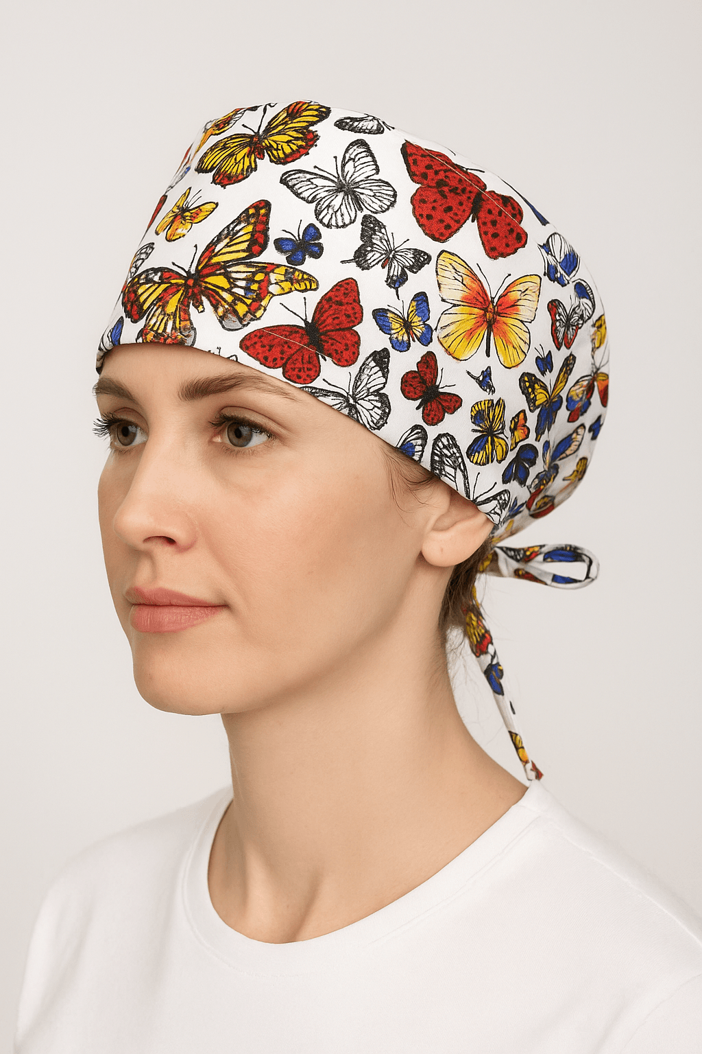 Kelebek Desenli Doktor Hemşire Aşçı Cerrahi Bone Hastane Bone Bandana M456