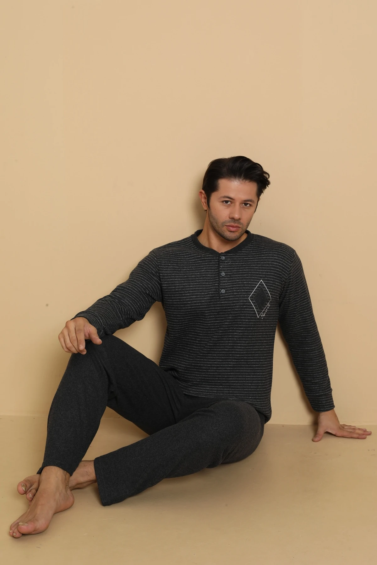 Falkom 7008 İnterlok Kışlık Ekose Pijamalı Erkek Pijama Takımı