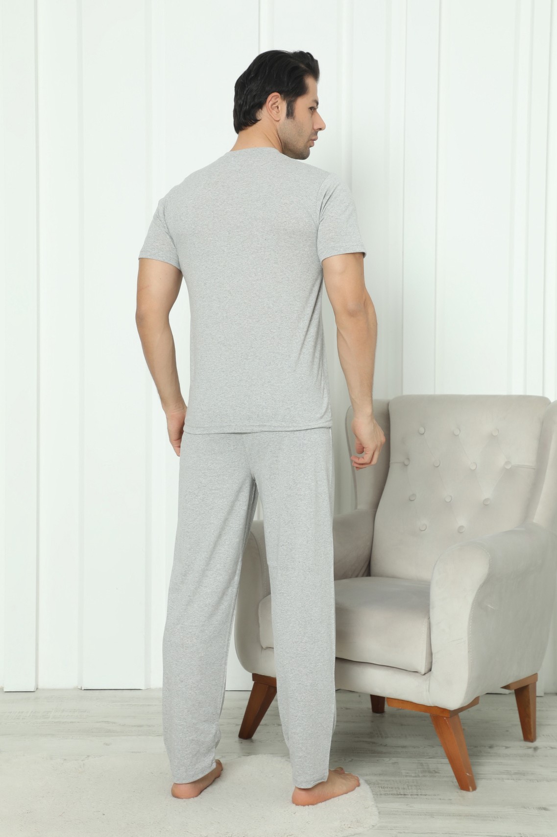 Falkom 8101 Penye Erkek Süprem Yazlık Kısa Kollu Pijama Takımı