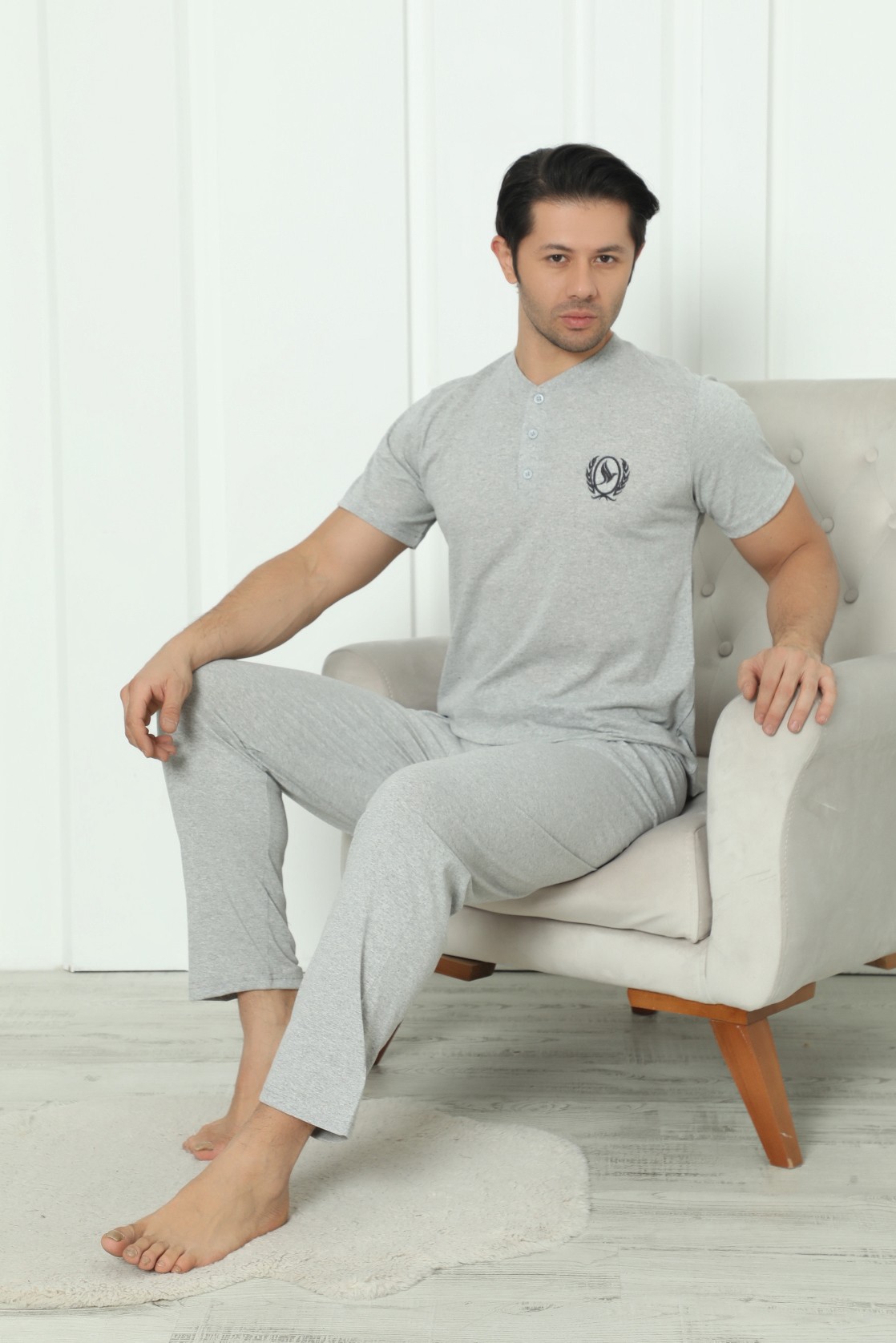 Falkom 8101 Penye Erkek Süprem Yazlık Kısa Kollu Pijama Takımı