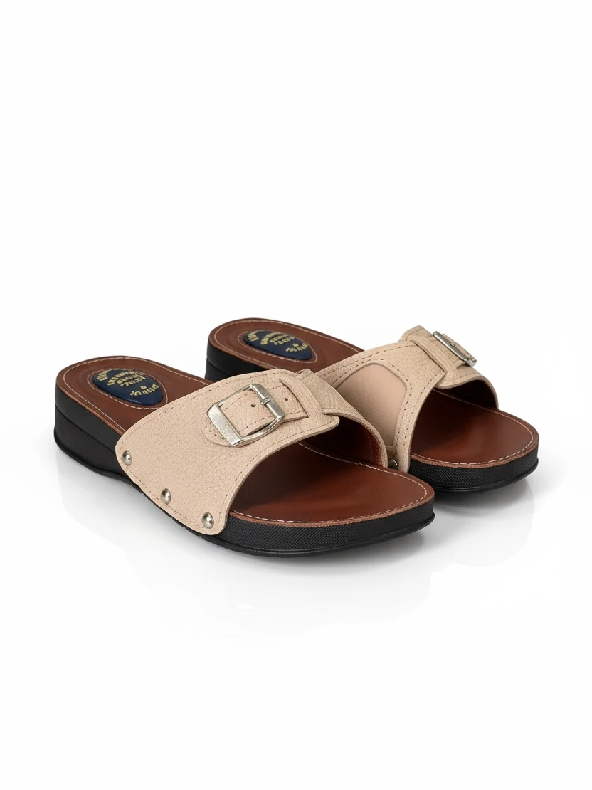 Hipokrat HP450 Hakiki Deri Halluks Ve Jelli Topuk Dikeni Terliği Kemik Çıktısı Günlük Kadın Terlik