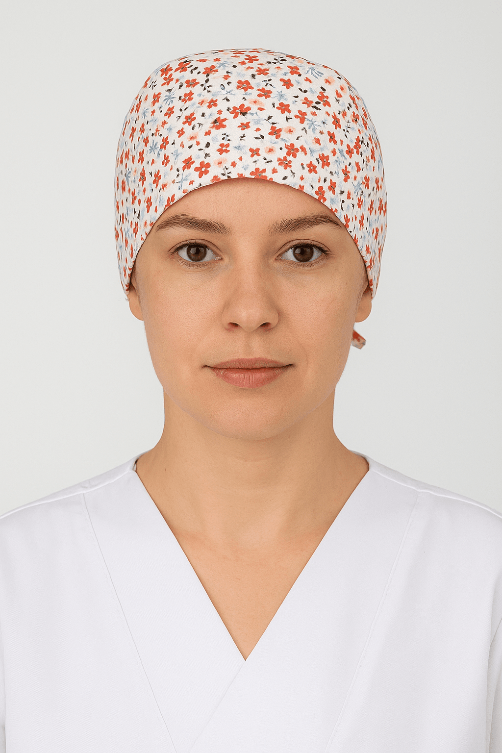 Kırmızı Çiçekli Doktor Hemşire Aşçı Cerrahi Bone Hastane Bone Bandana M454