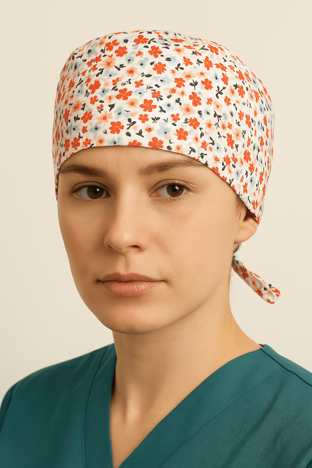 Kırmızı Çiçekli Doktor Hemşire Aşçı Cerrahi Bone Hastane Bone Bandana M454