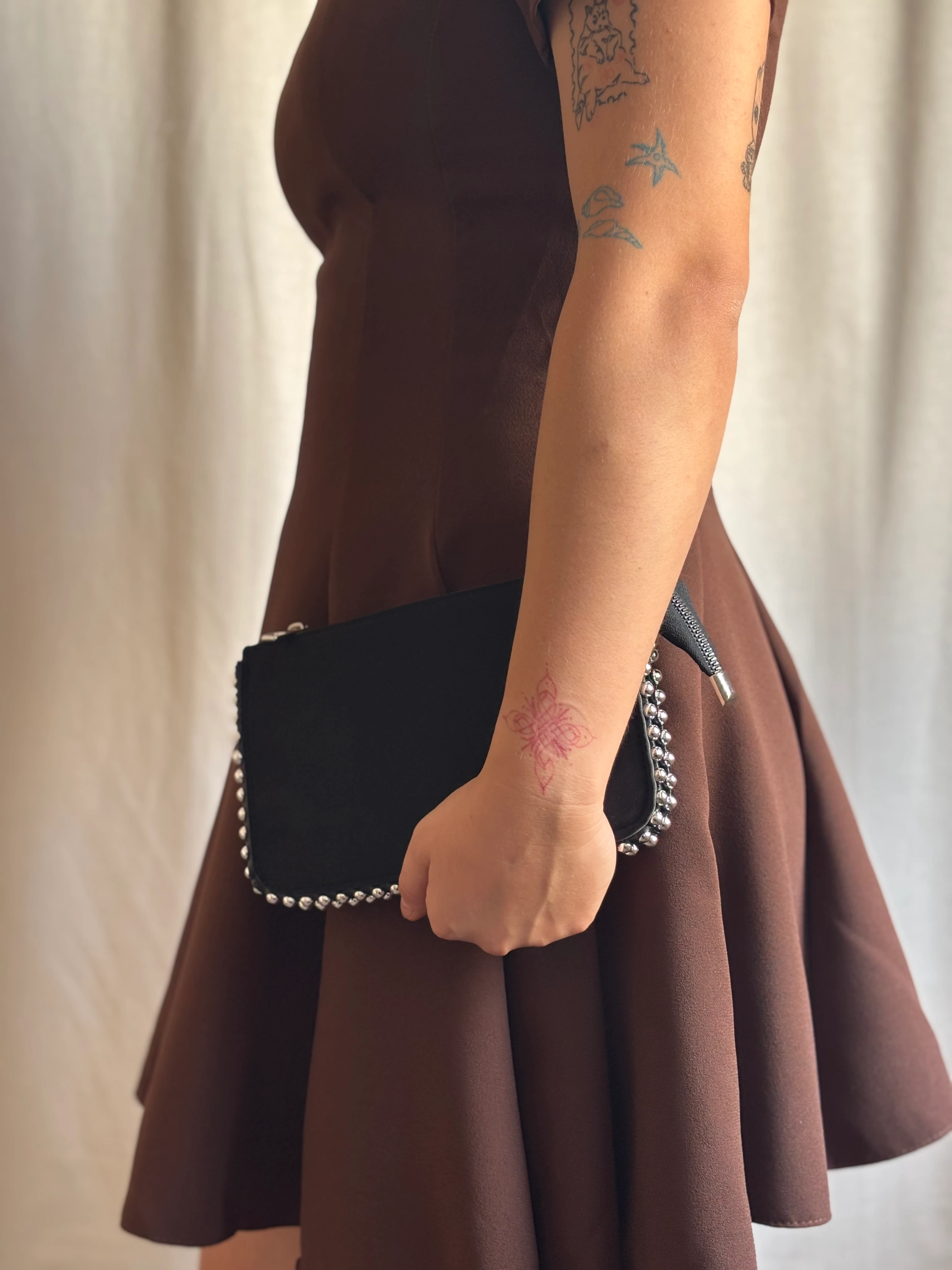 Taşlı Küçük Süet Çanta - Siyah