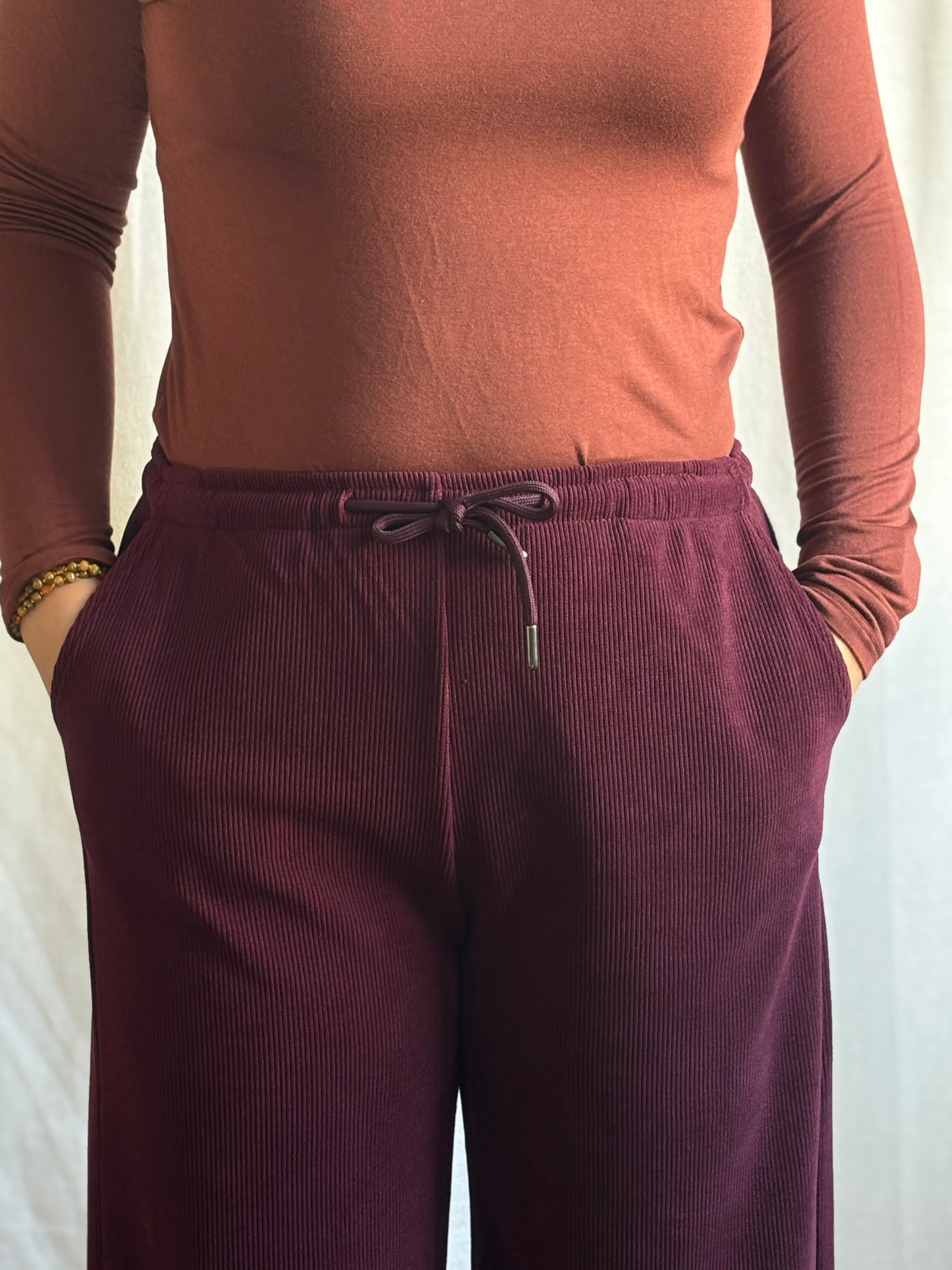 Fitilli Bol Paça Pantolo - Bordo