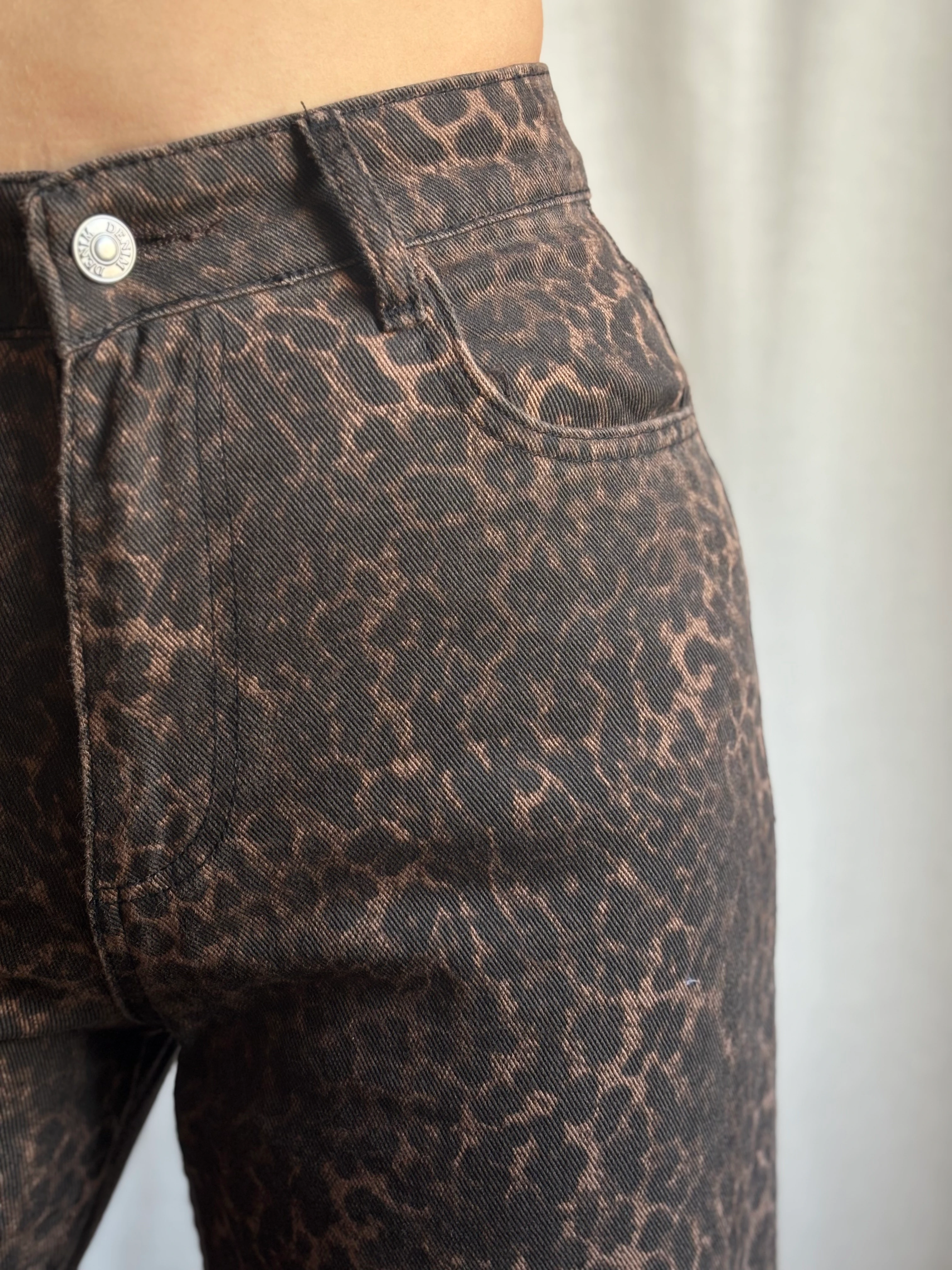 Leopar Desenli Gabardin Pantolon