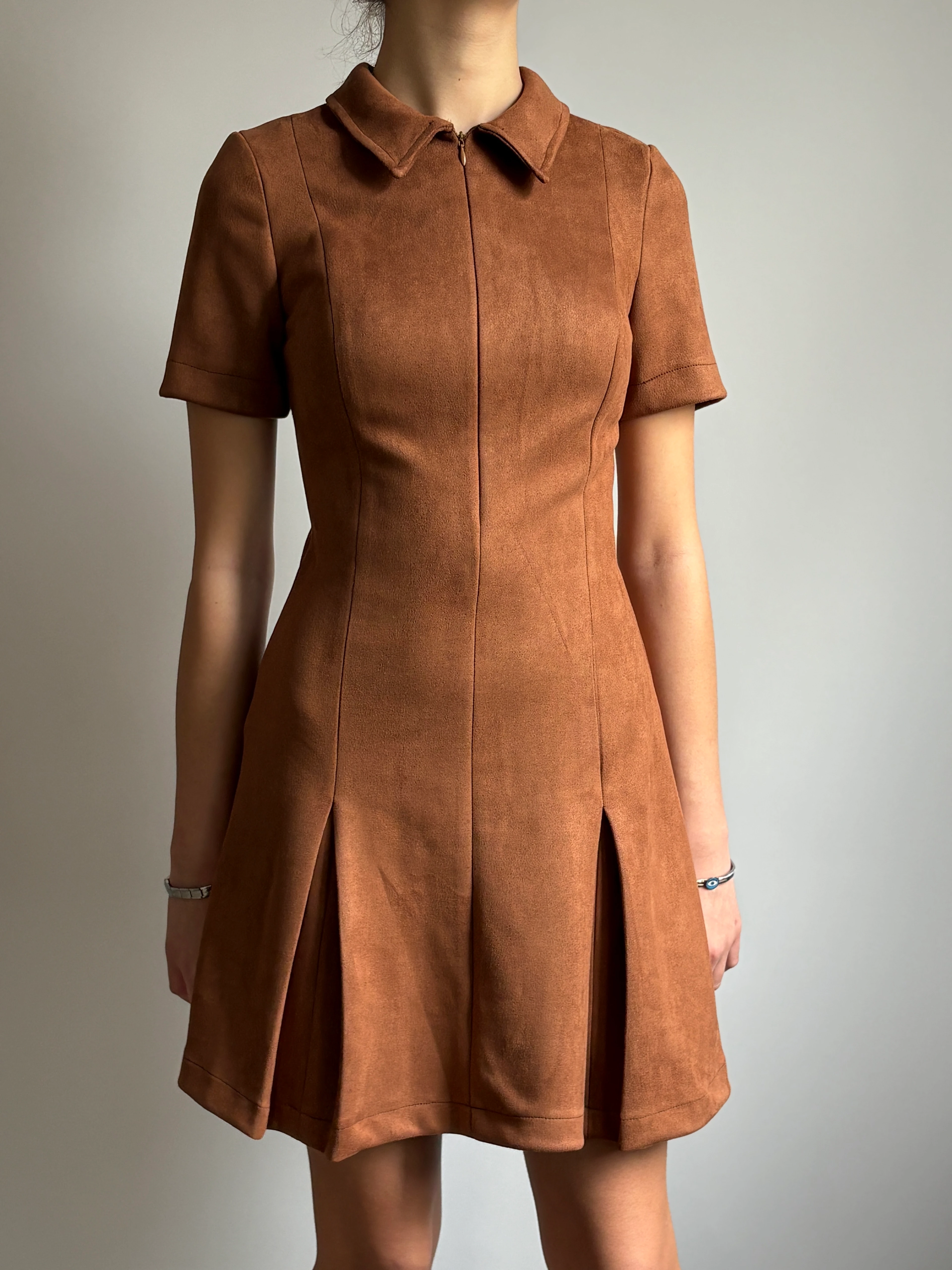 Kahverengi Süet Elbise