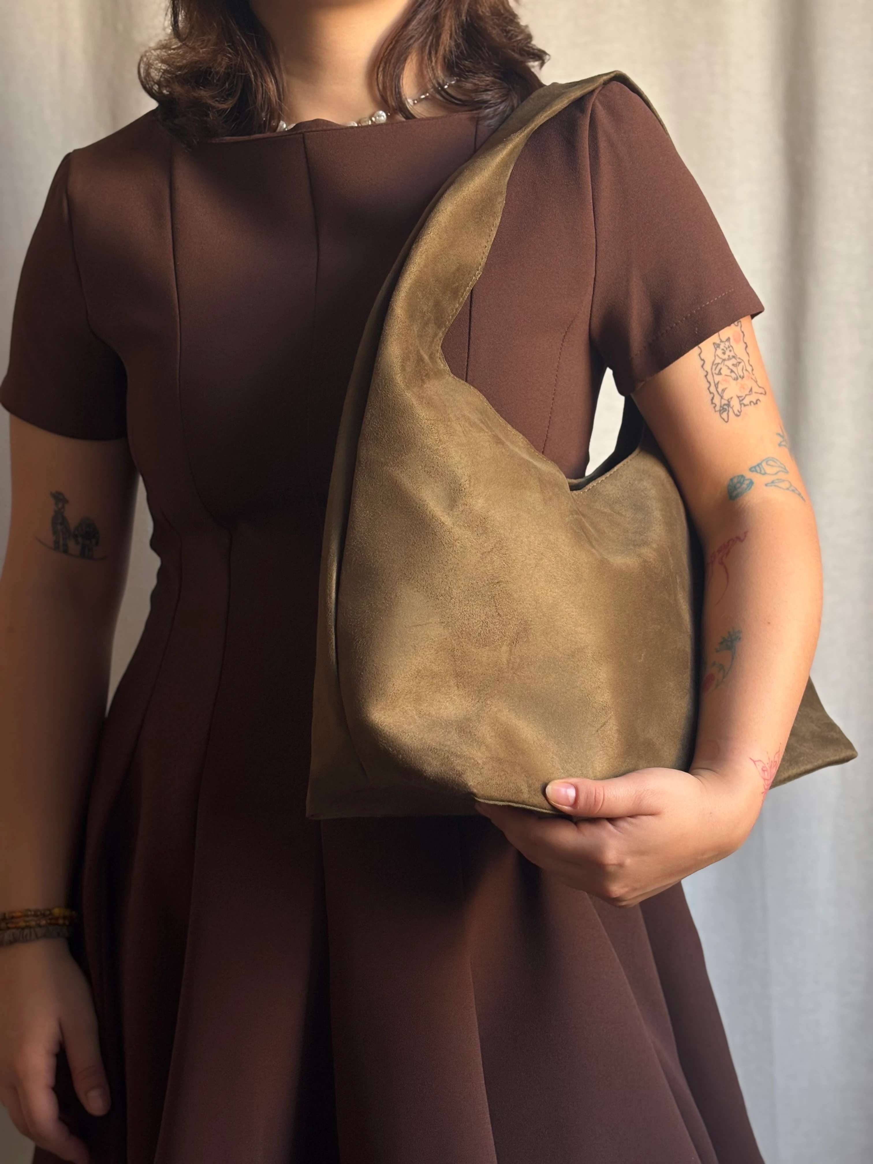 Büyük Süet Çanta - Haki