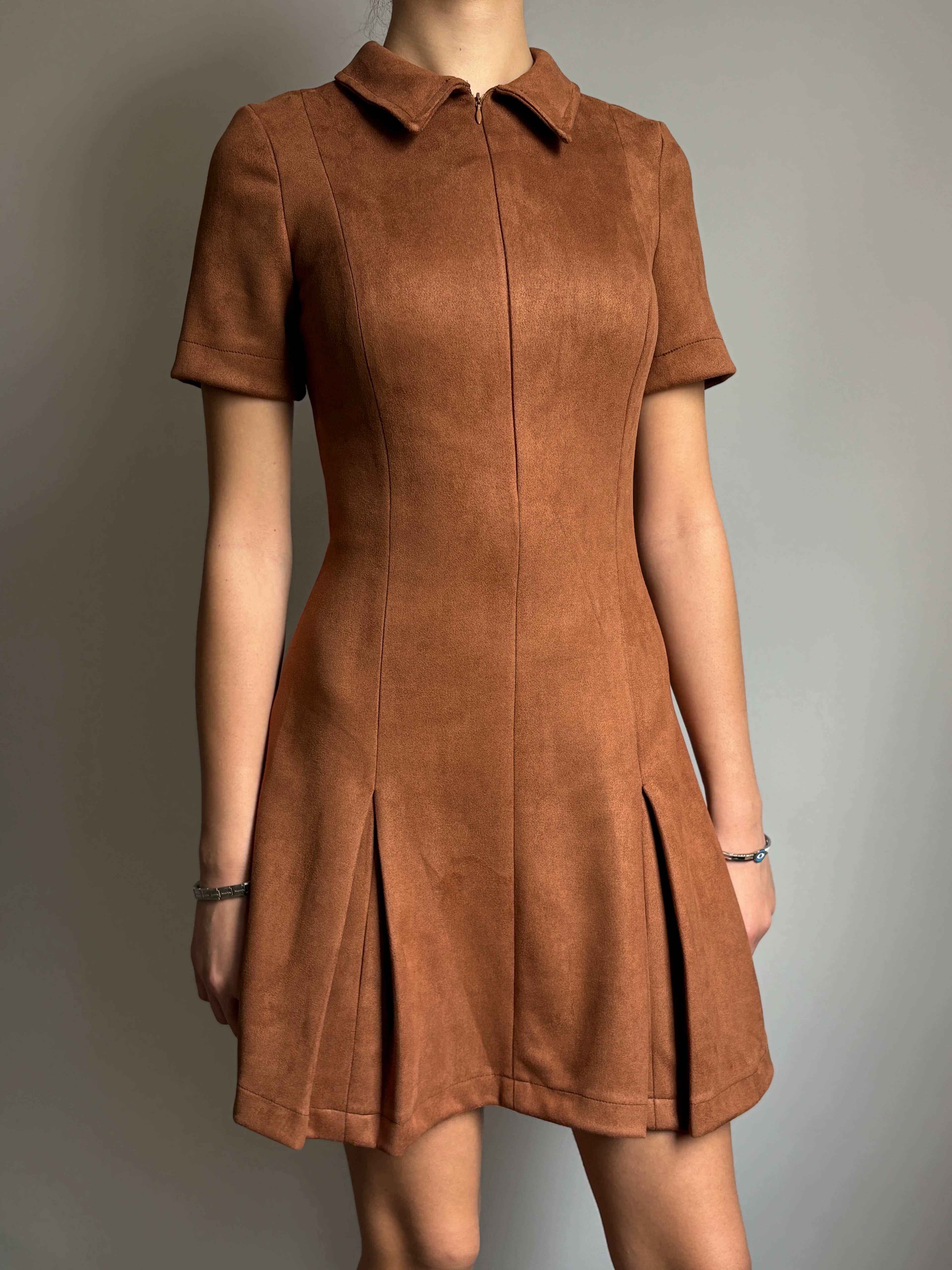 Kahverengi Süet Elbise