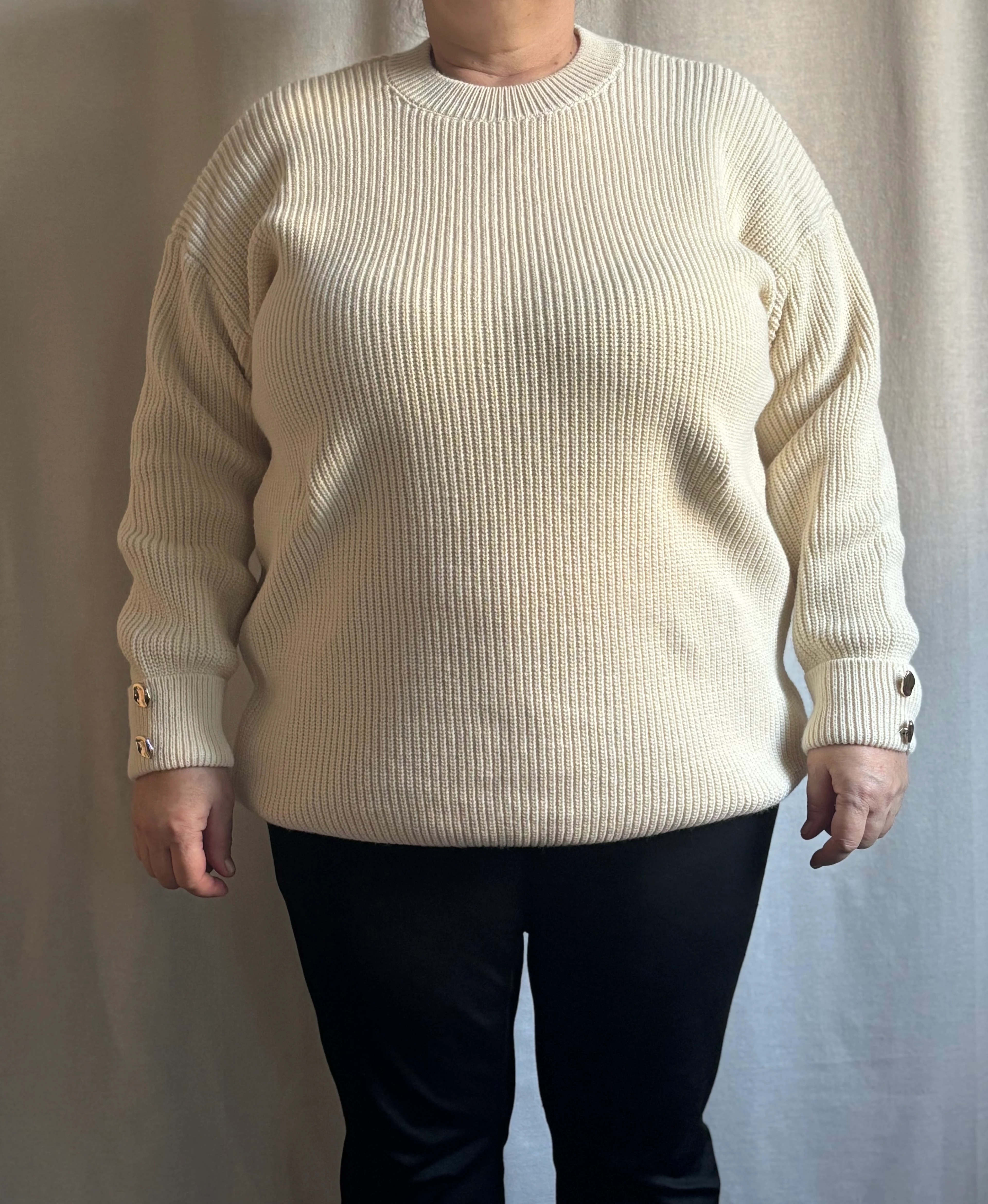 Örme Triko Kazak  - Krem