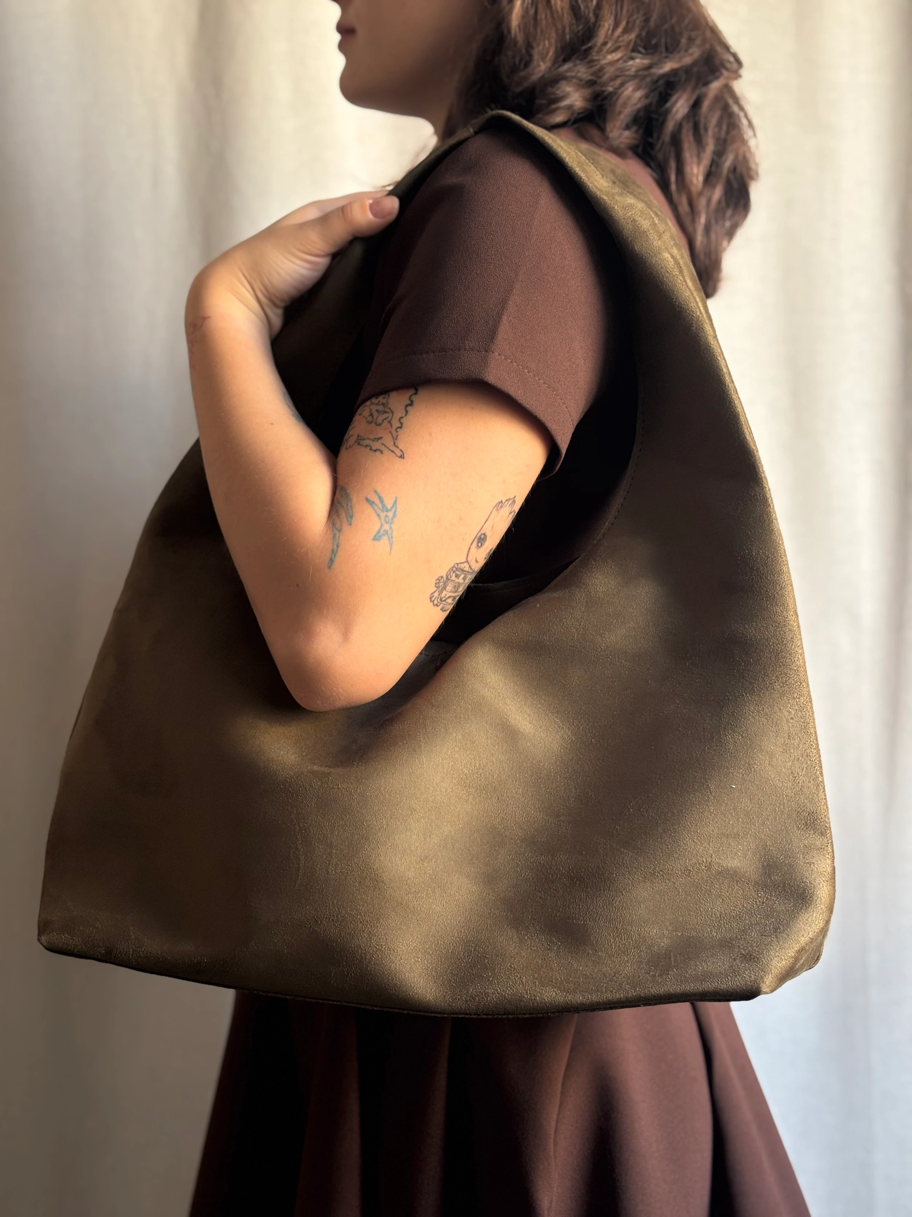 Büyük Süet Çanta - Haki