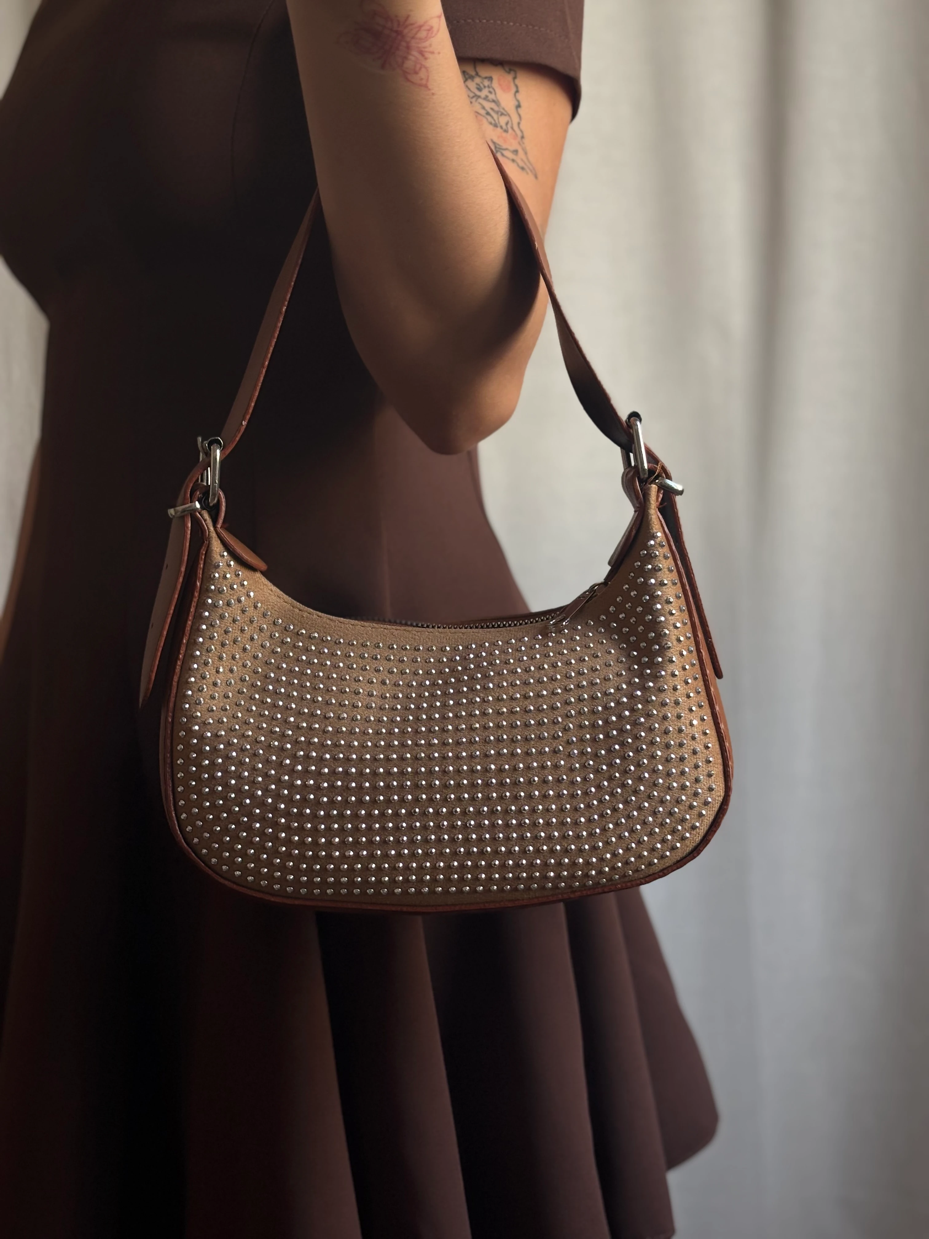 Taşlı Süet Çanta