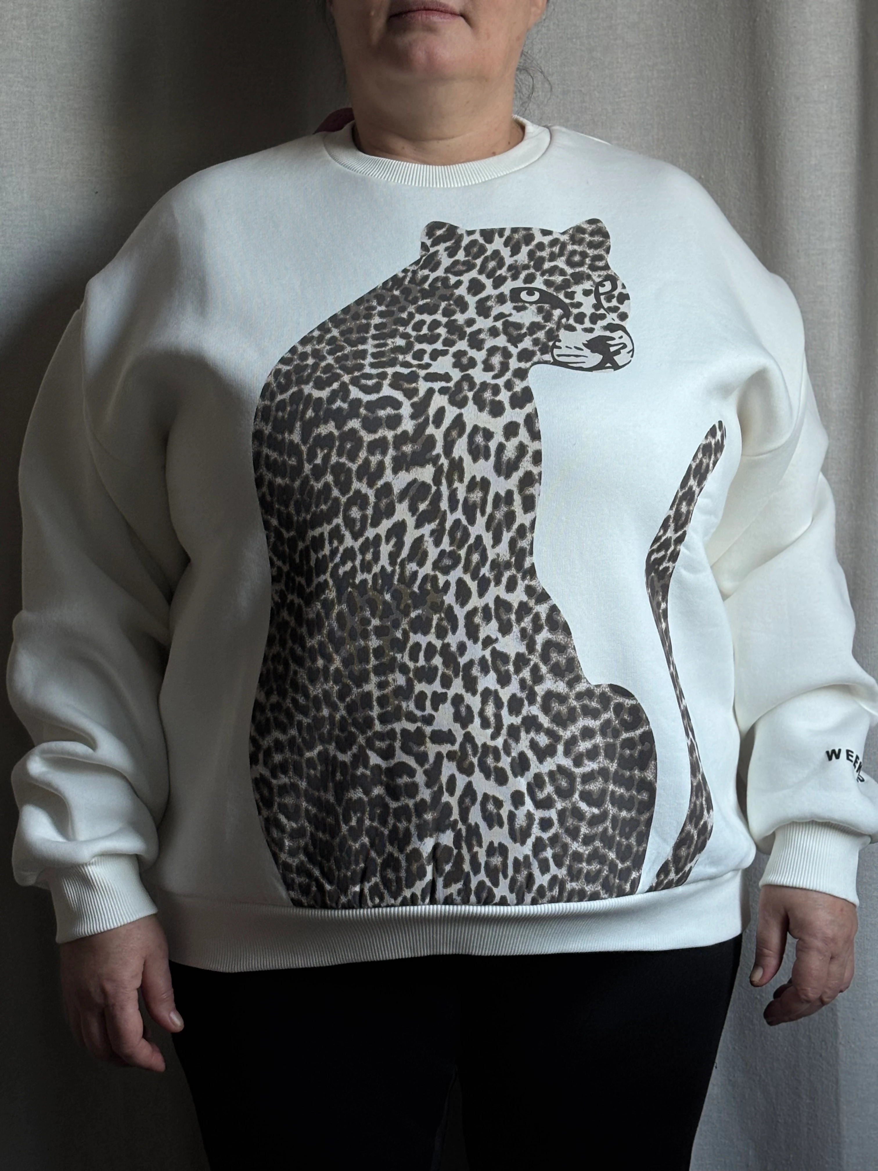 Leoparlı Oversize Baskılı Kazak