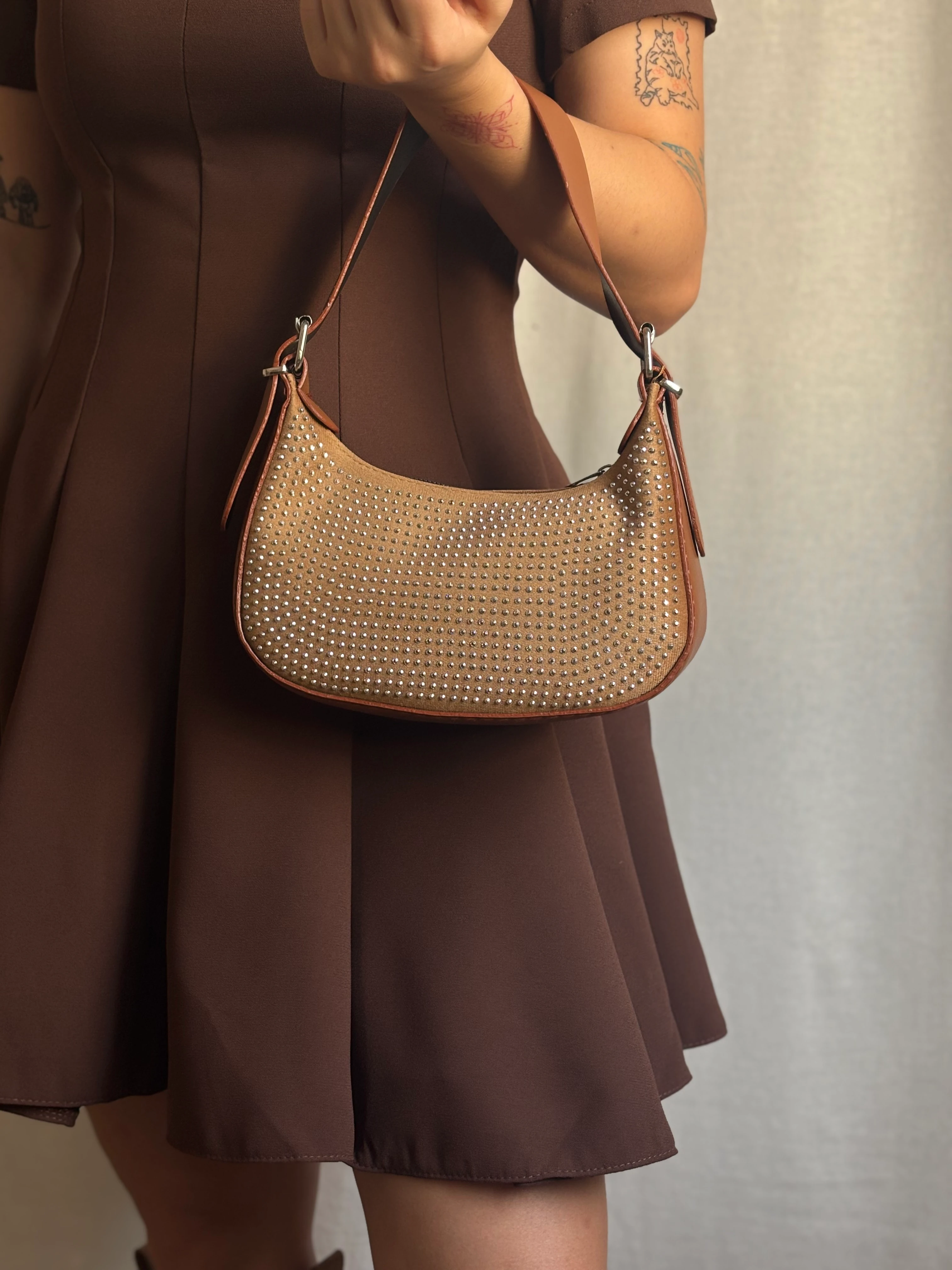 Taşlı Süet Çanta