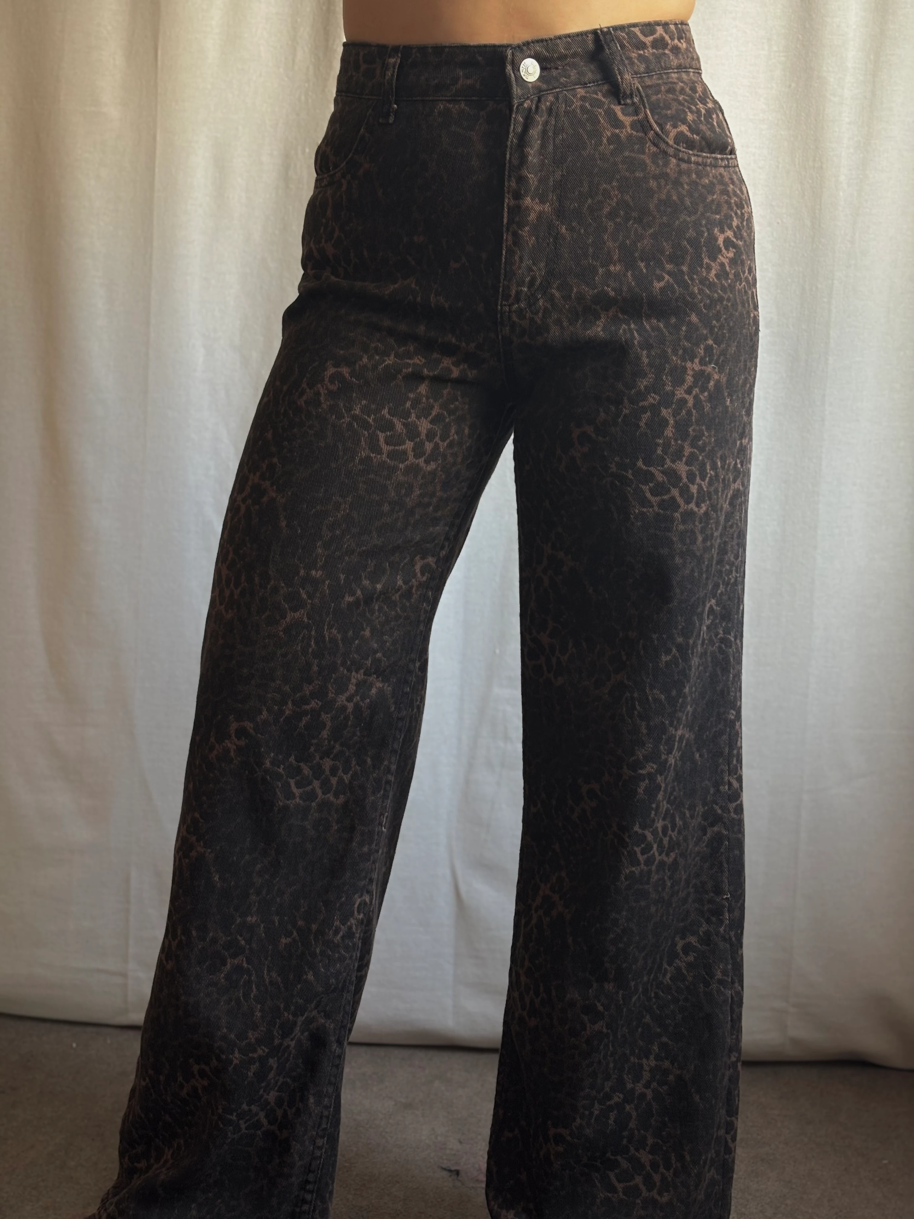 Leopar Desenli Gabardin Pantolon