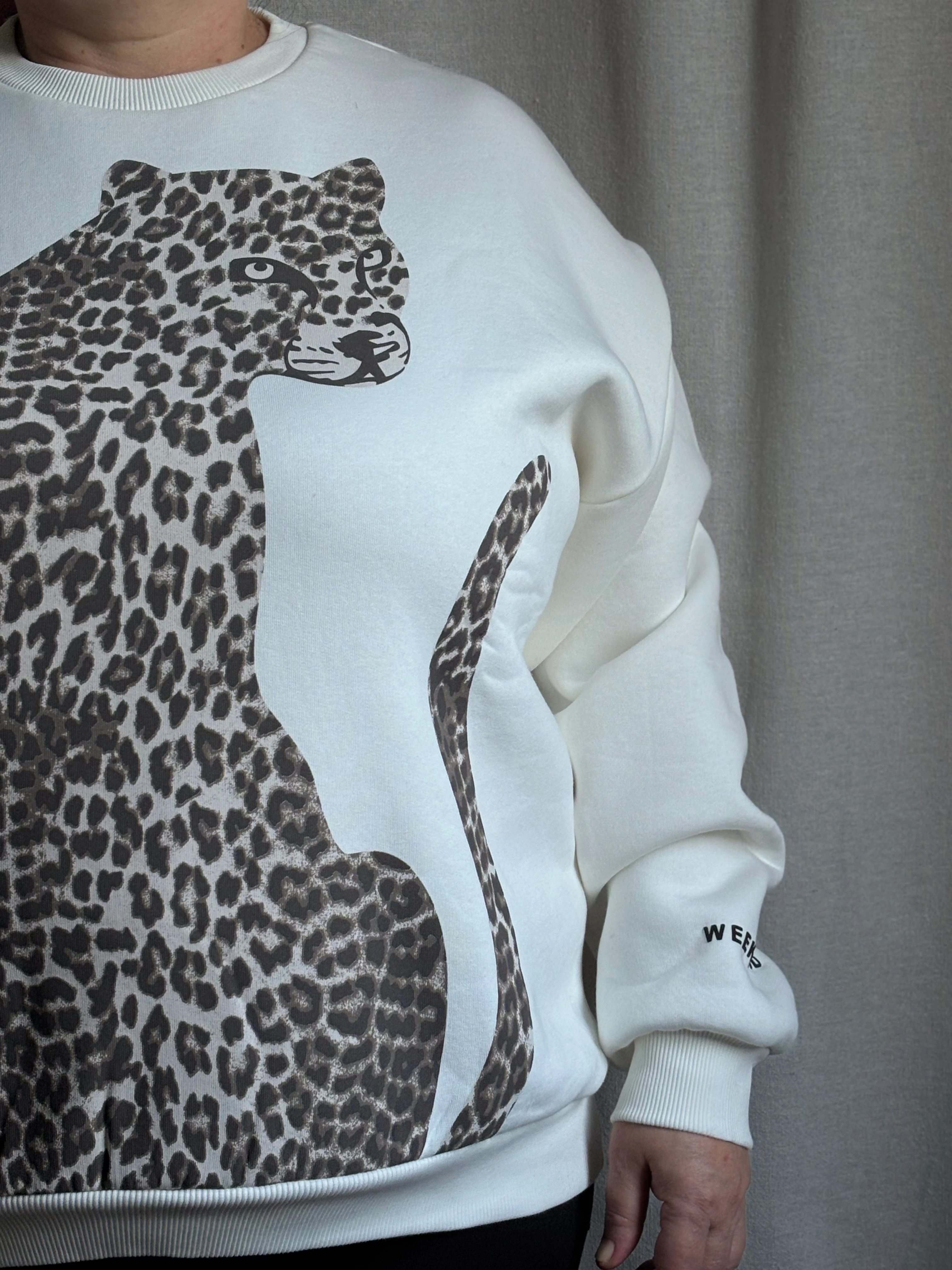 Leoparlı Oversize Baskılı Kazak