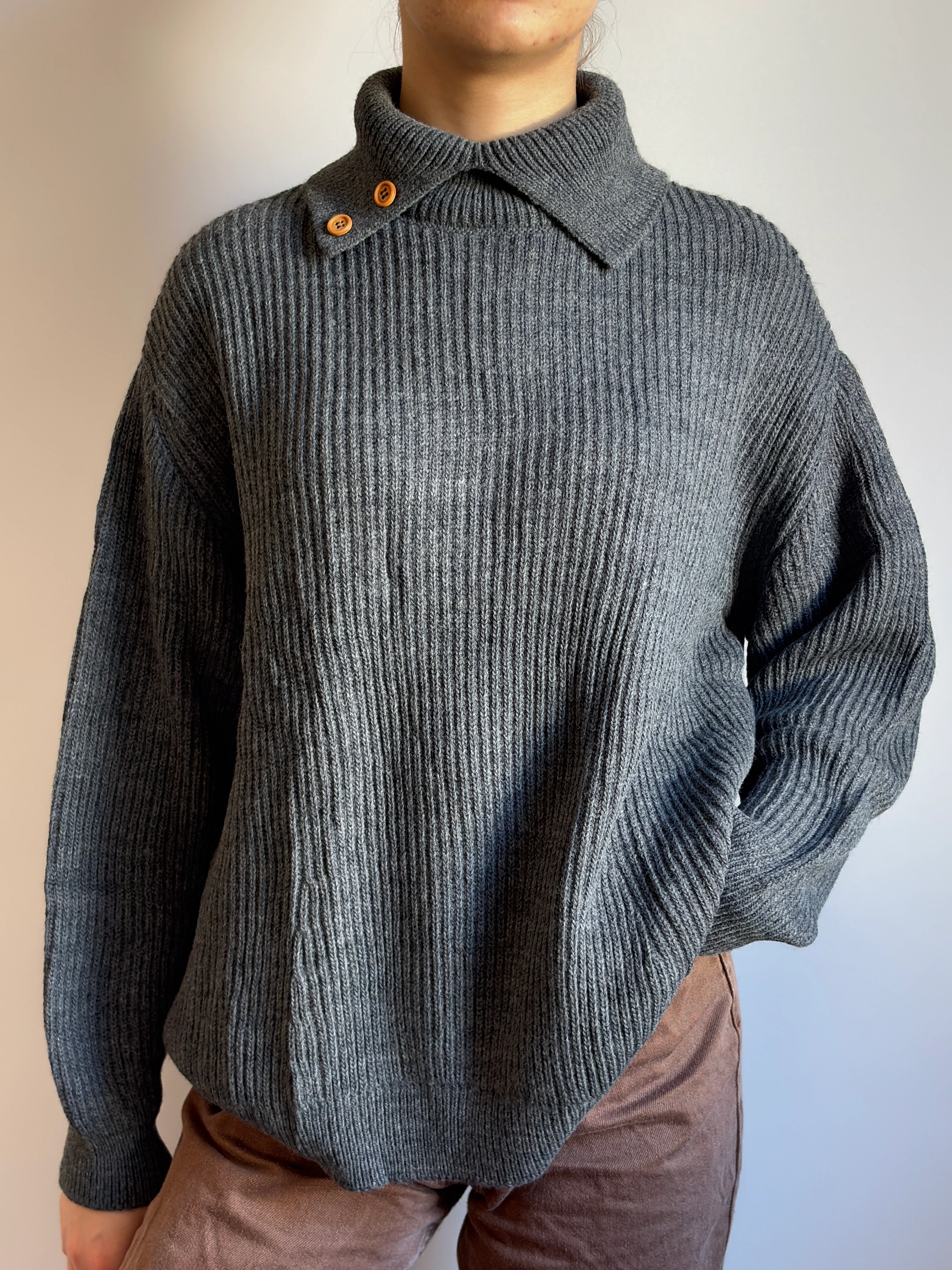 Mendil Yaka Triko Antrasit Kazak