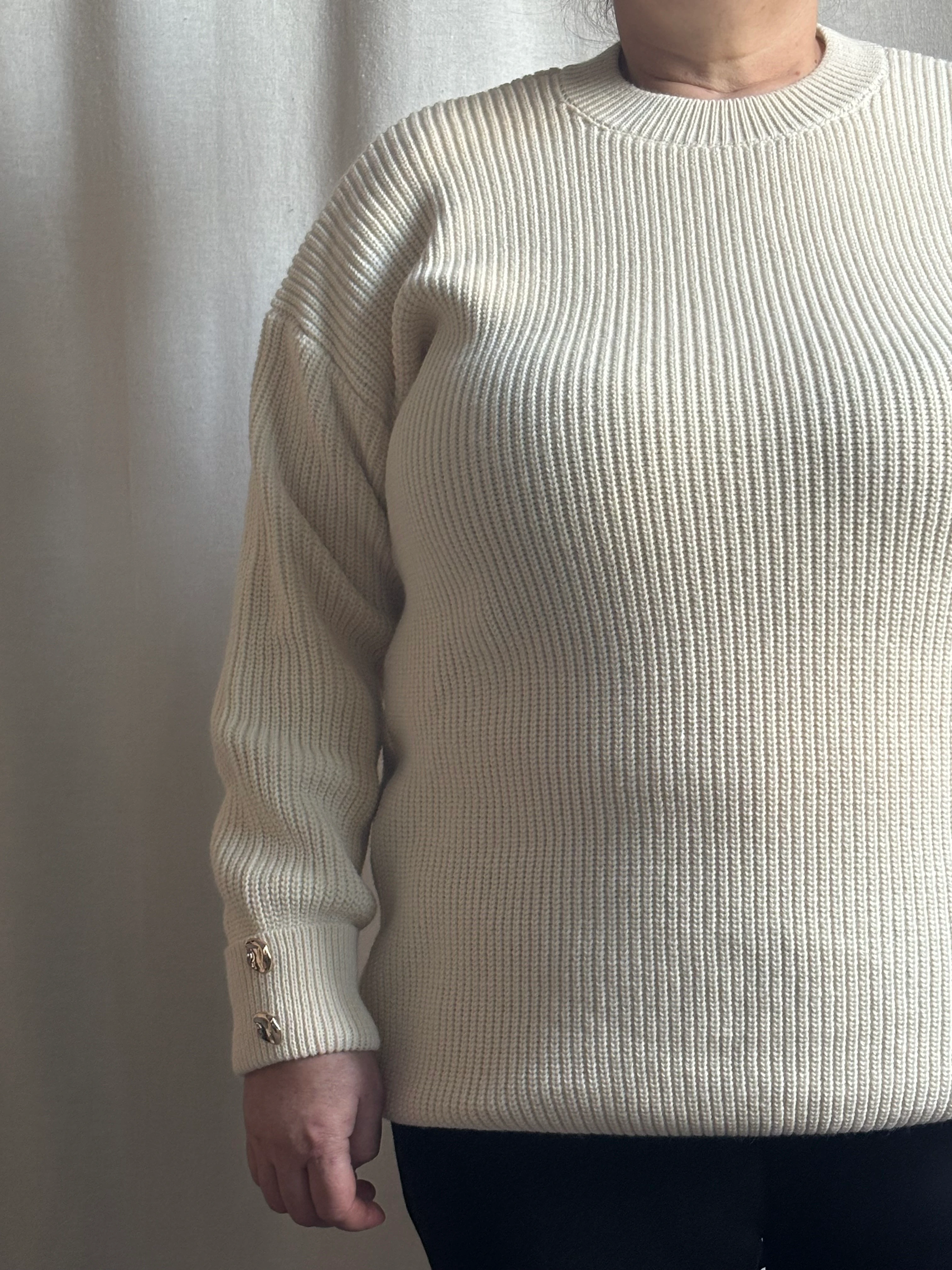 Örme Triko Kazak  - Krem