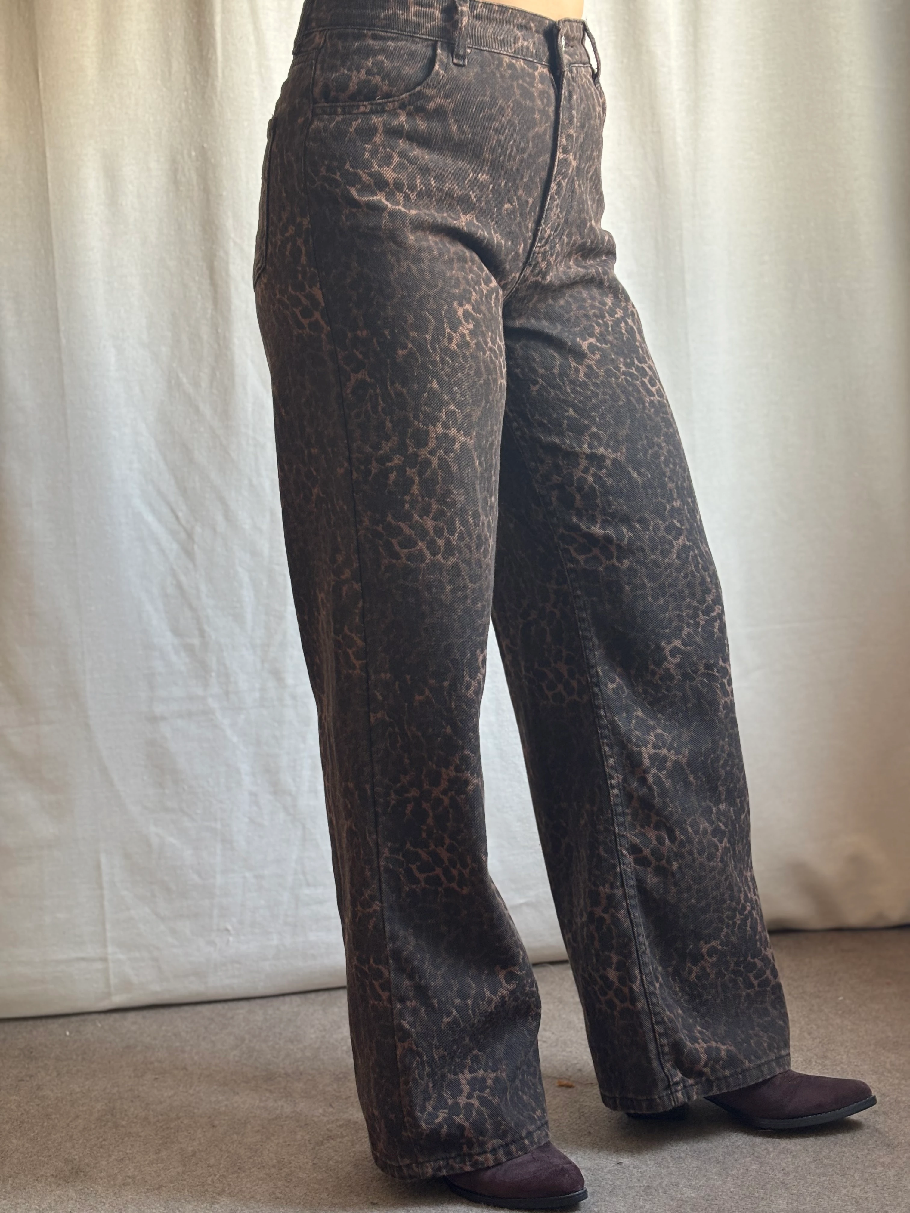 Leopar Desenli Gabardin Pantolon