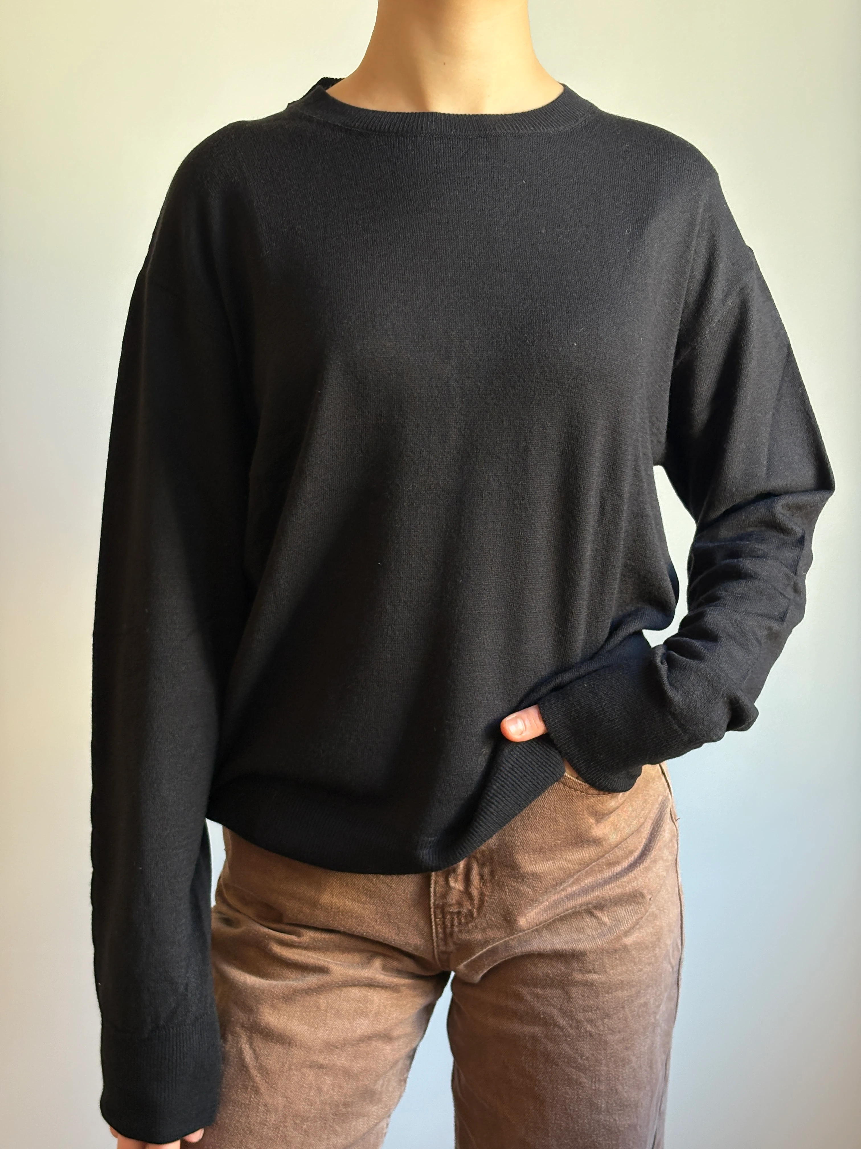 Bisiklet Yaka Yünlü Basic Triko Kazak Siyah